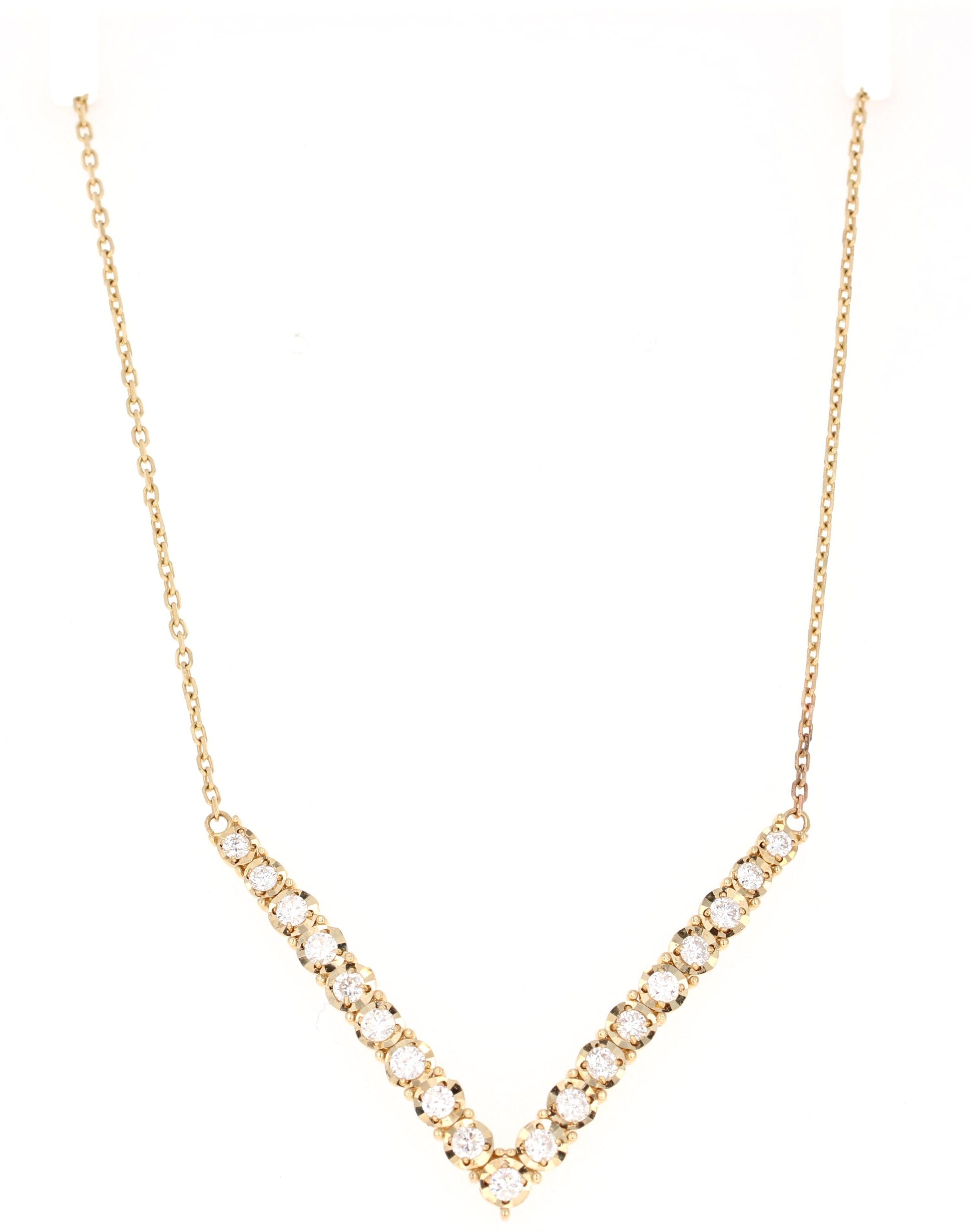 Natural Round Cut Diamond Chain Pendant in 14K Yellow Gold