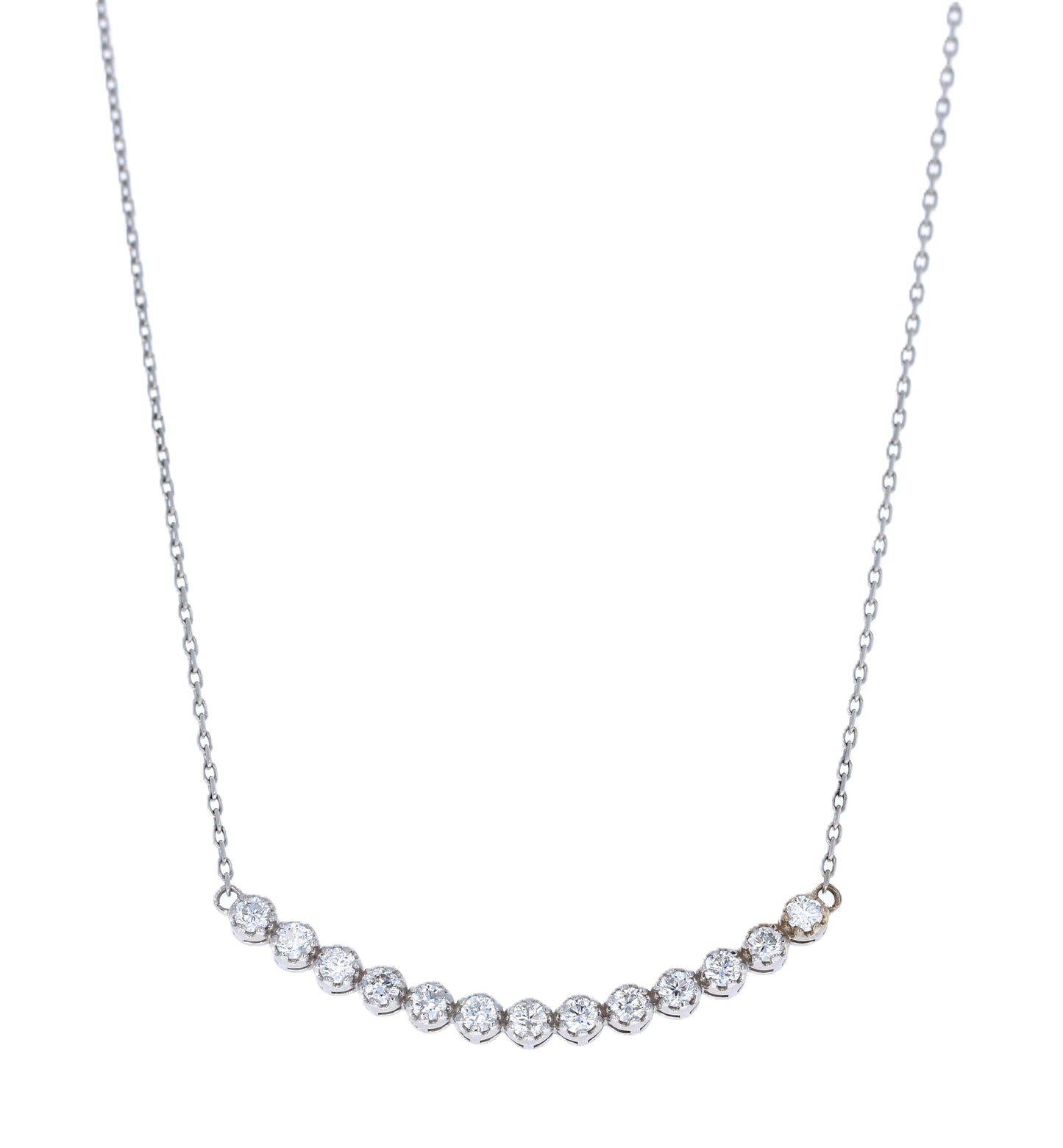 Natural Round Cut Diamond Chain Pendant White Gold