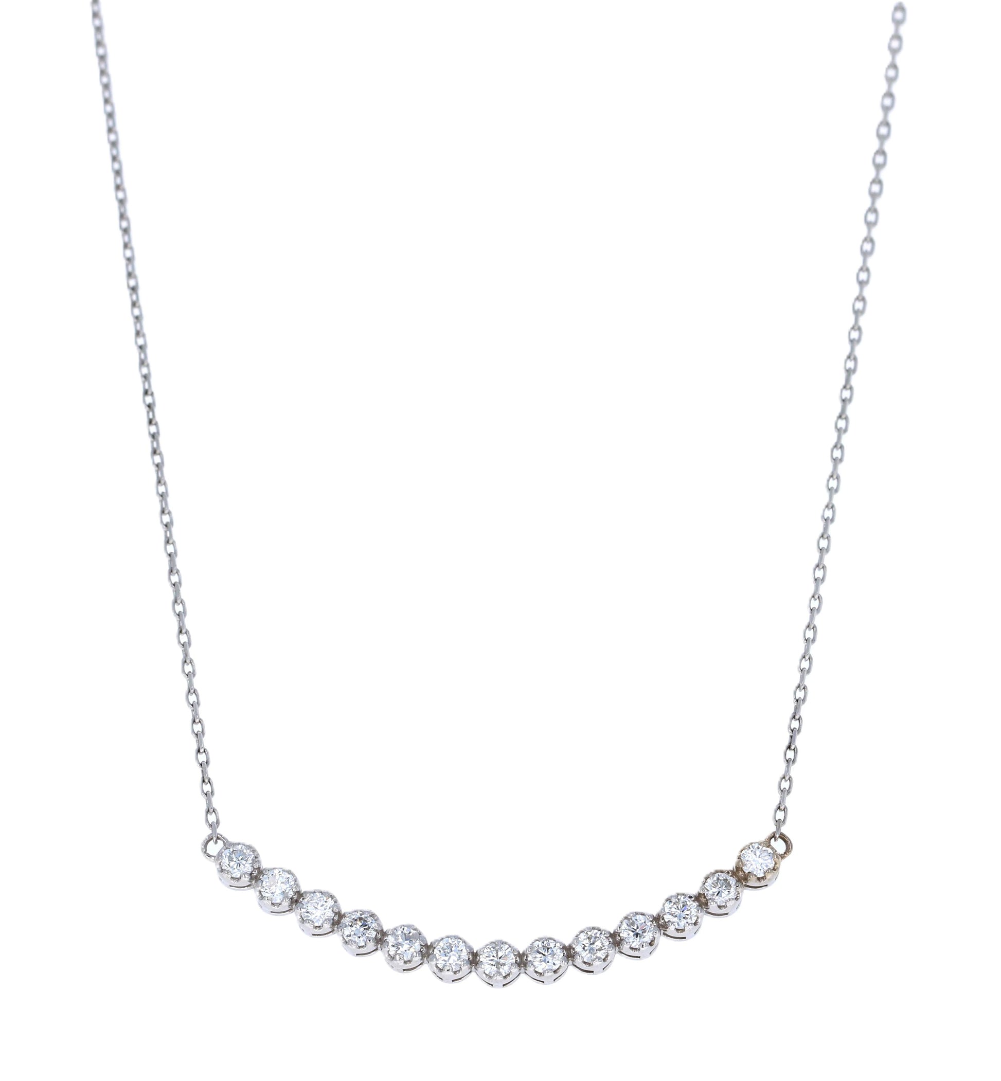 Natural Round Cut Diamond Chain Pendant White Gold