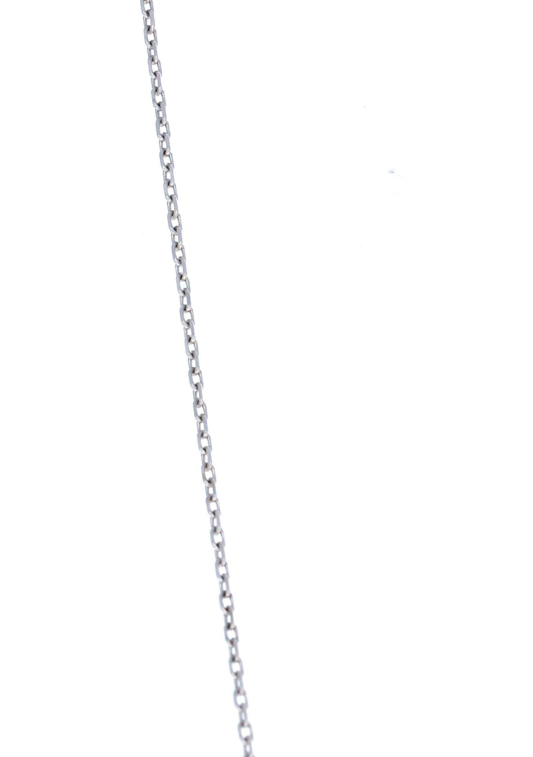 Natural Round Cut Diamond Chain Pendant White Gold