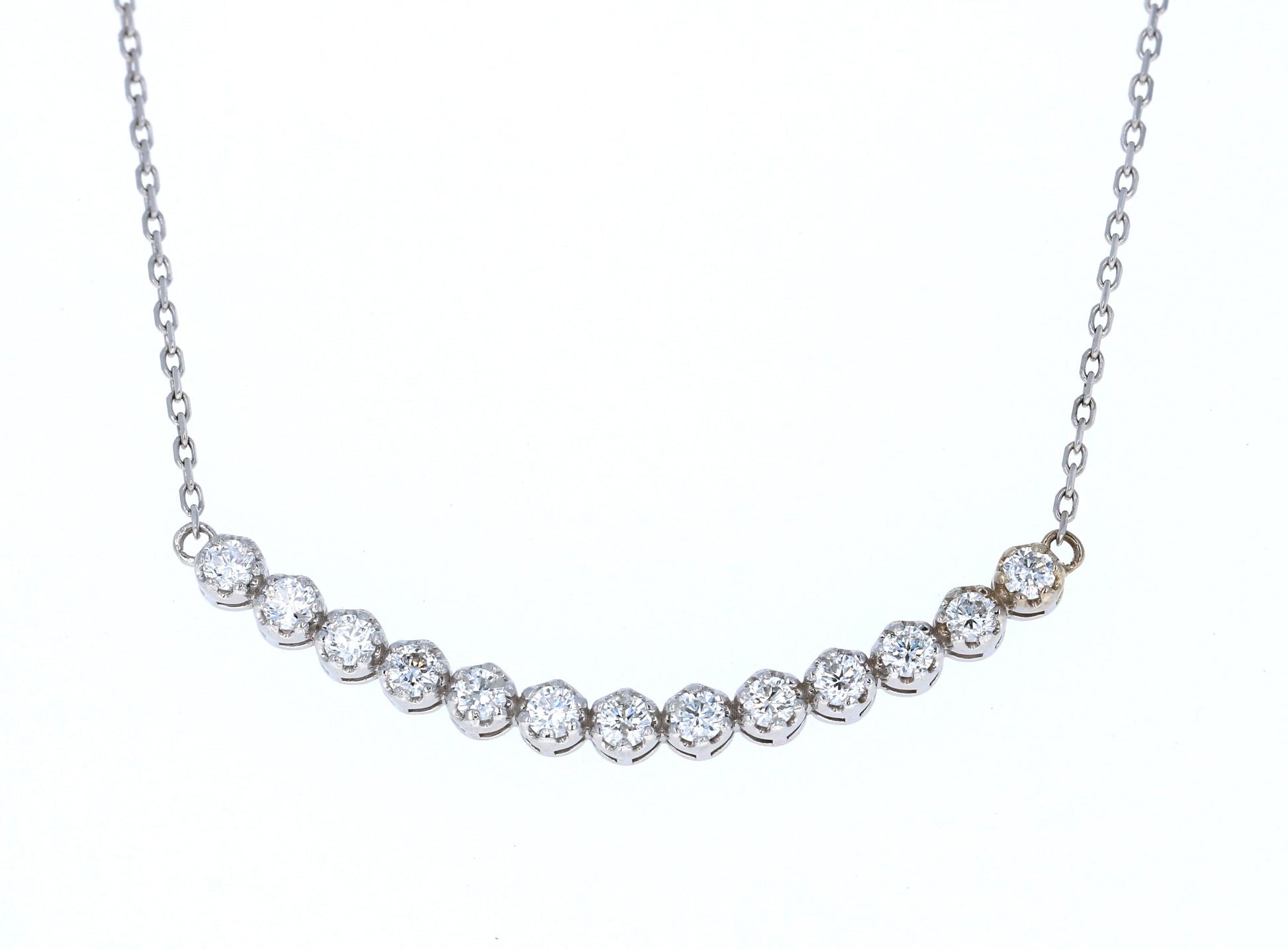 Natural Round Cut Diamond Chain Pendant White Gold