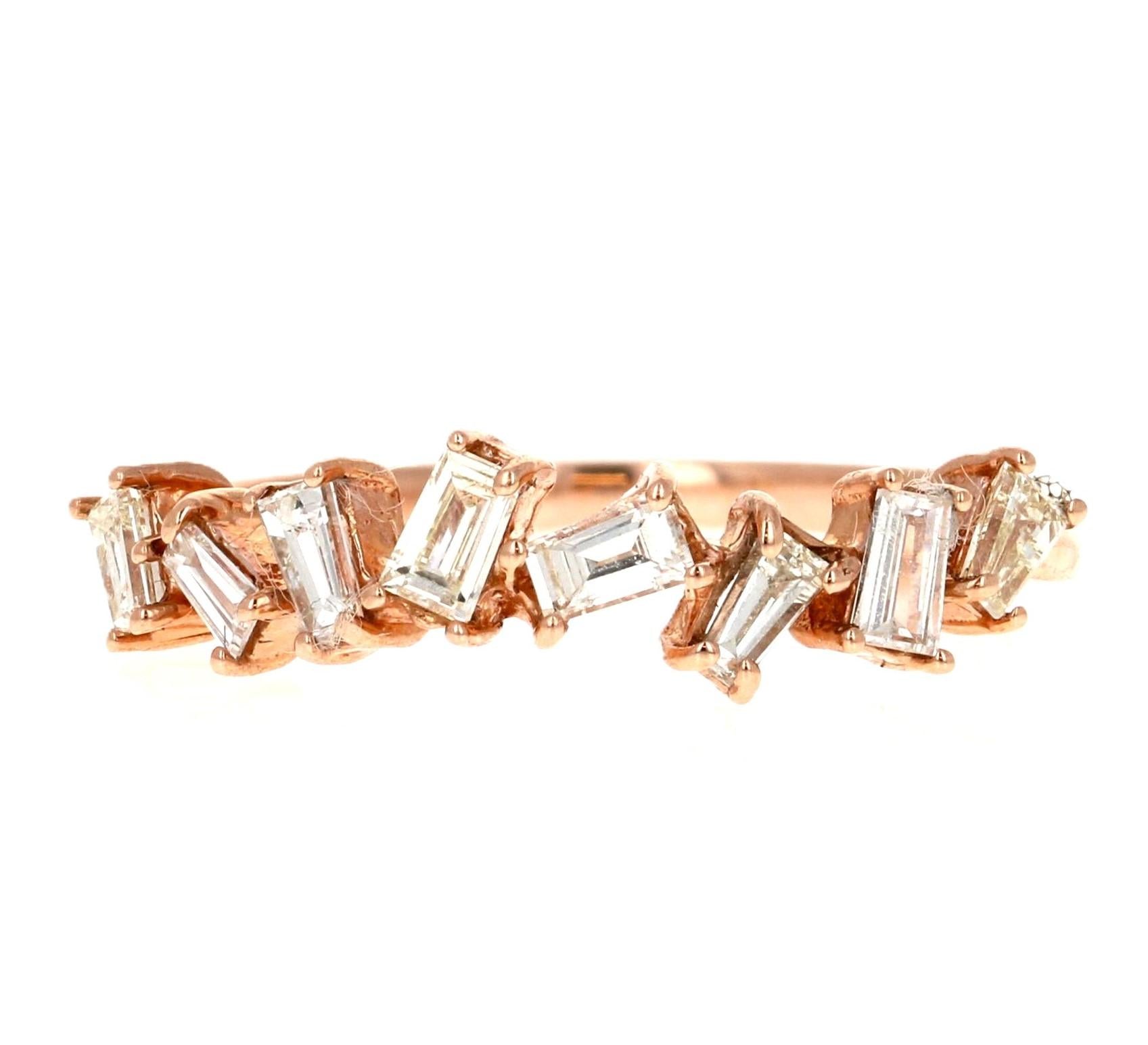 0.52 Carat Diamond 14 Karat Rose Gold Band