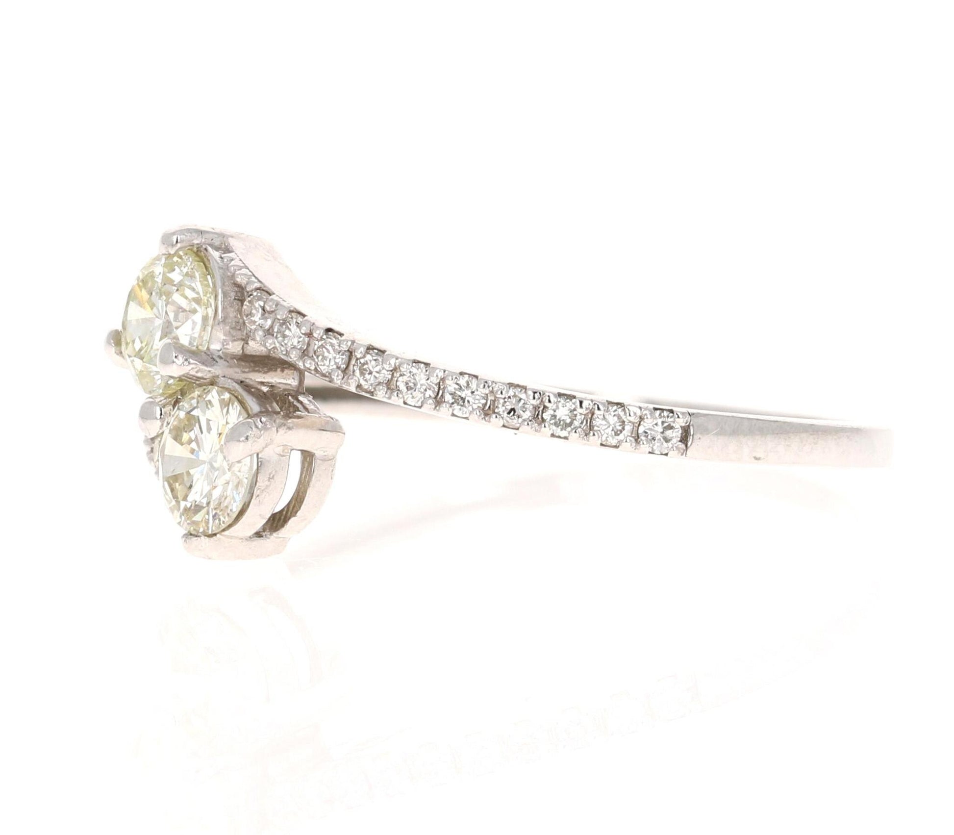 0.69 Carat Two Stone Diamond Ring 14 Karat White Gold