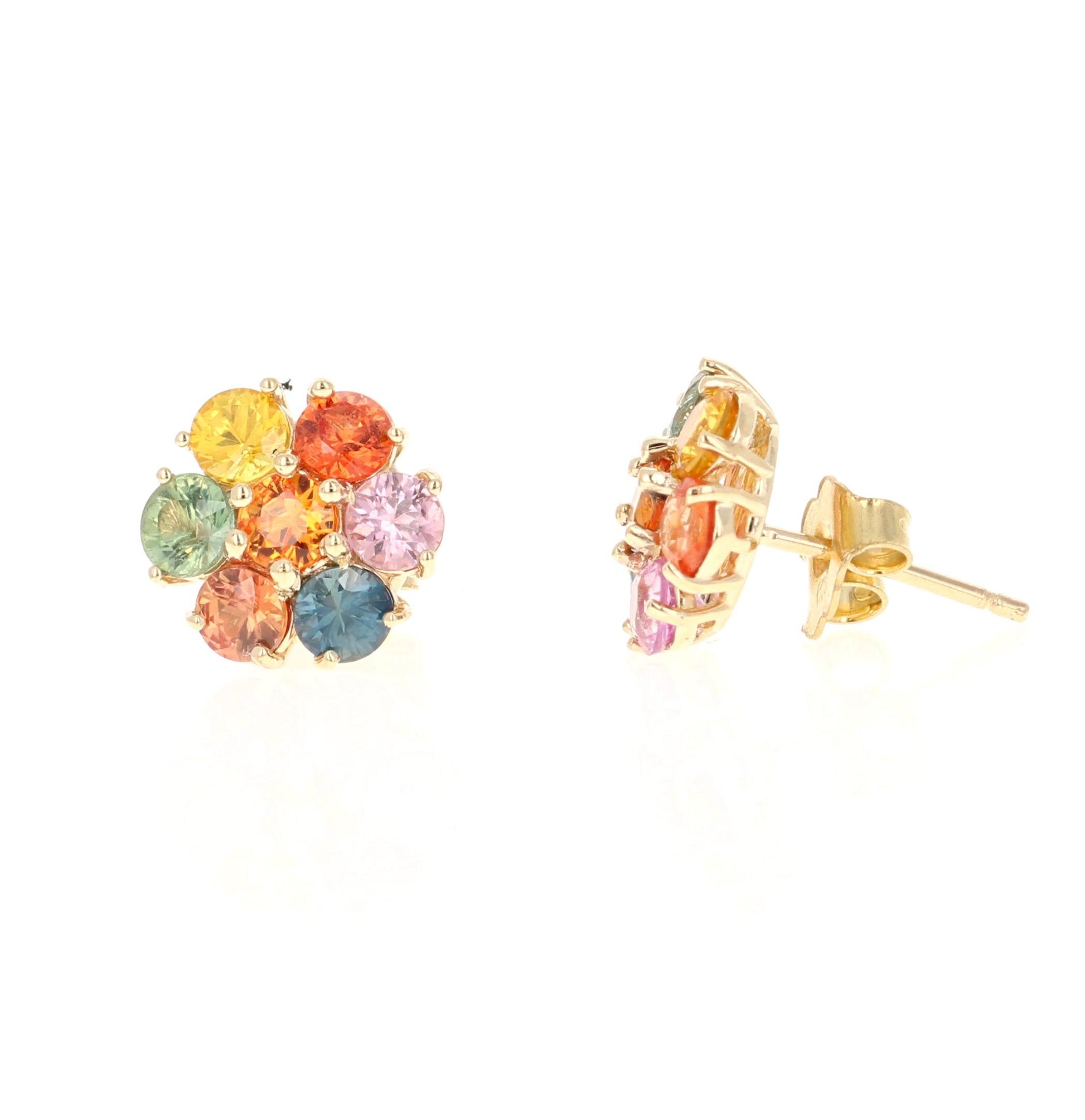 2.66 Carat Sapphire Yellow Gold Earring Studs