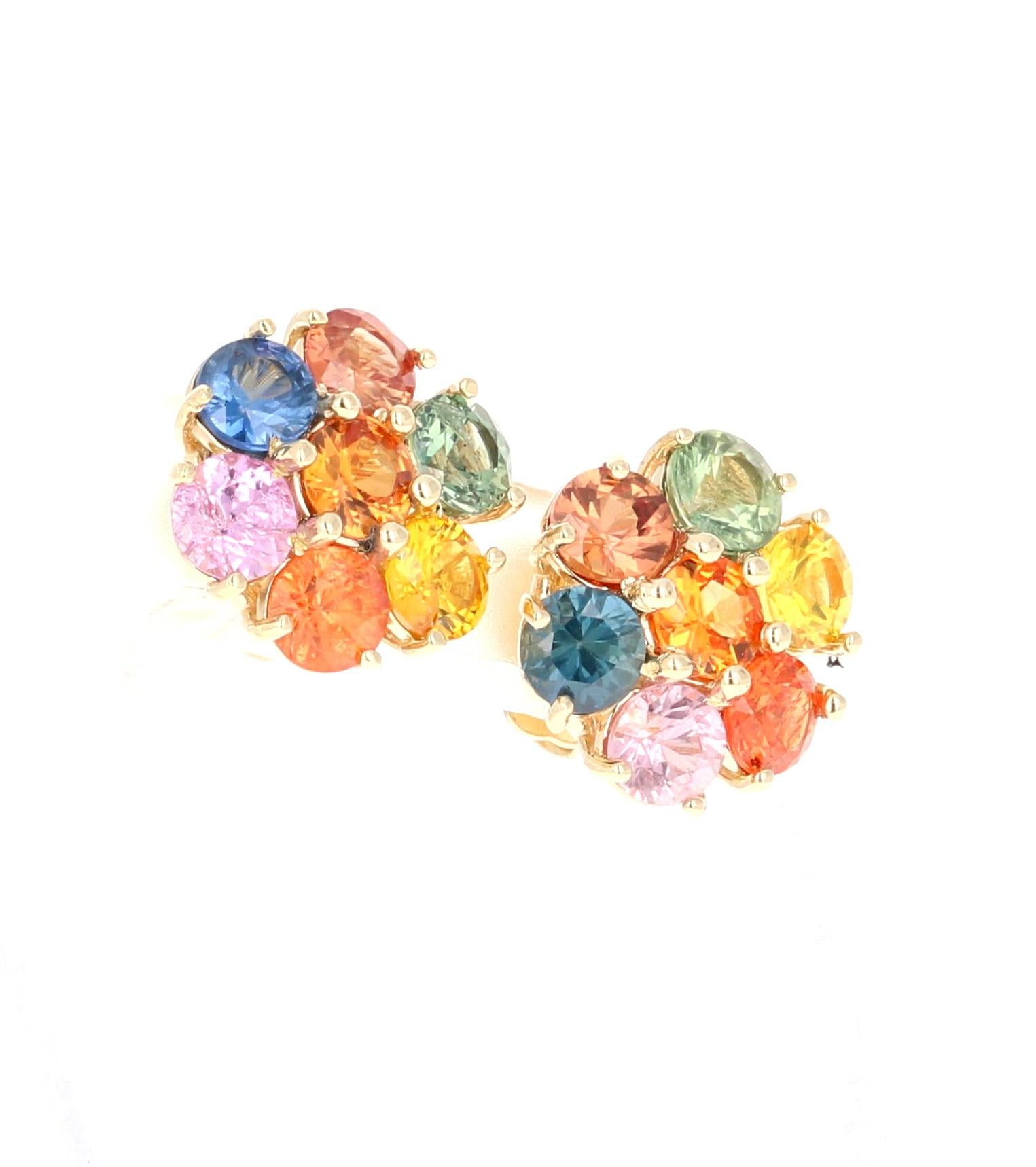 2.66 Carat Sapphire Yellow Gold Earring Studs