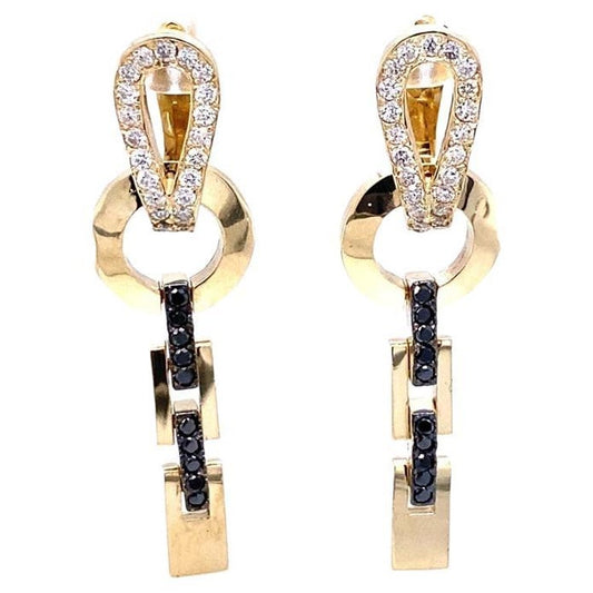 0.82 Ct Diamond Yellow Gold Dangle Earrings