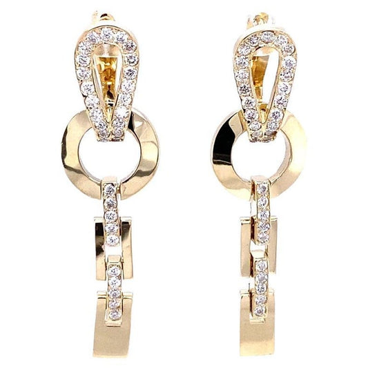 0.82 Ct Diamond 14 Karat Yellow Gold Dangle Earrings