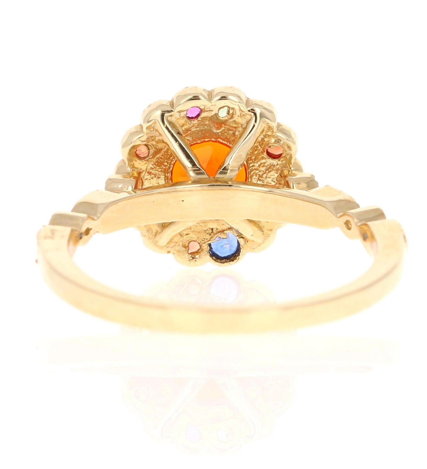 1.22 Carat Fire Opal Sapphire Diamond Yellow Gold Ring