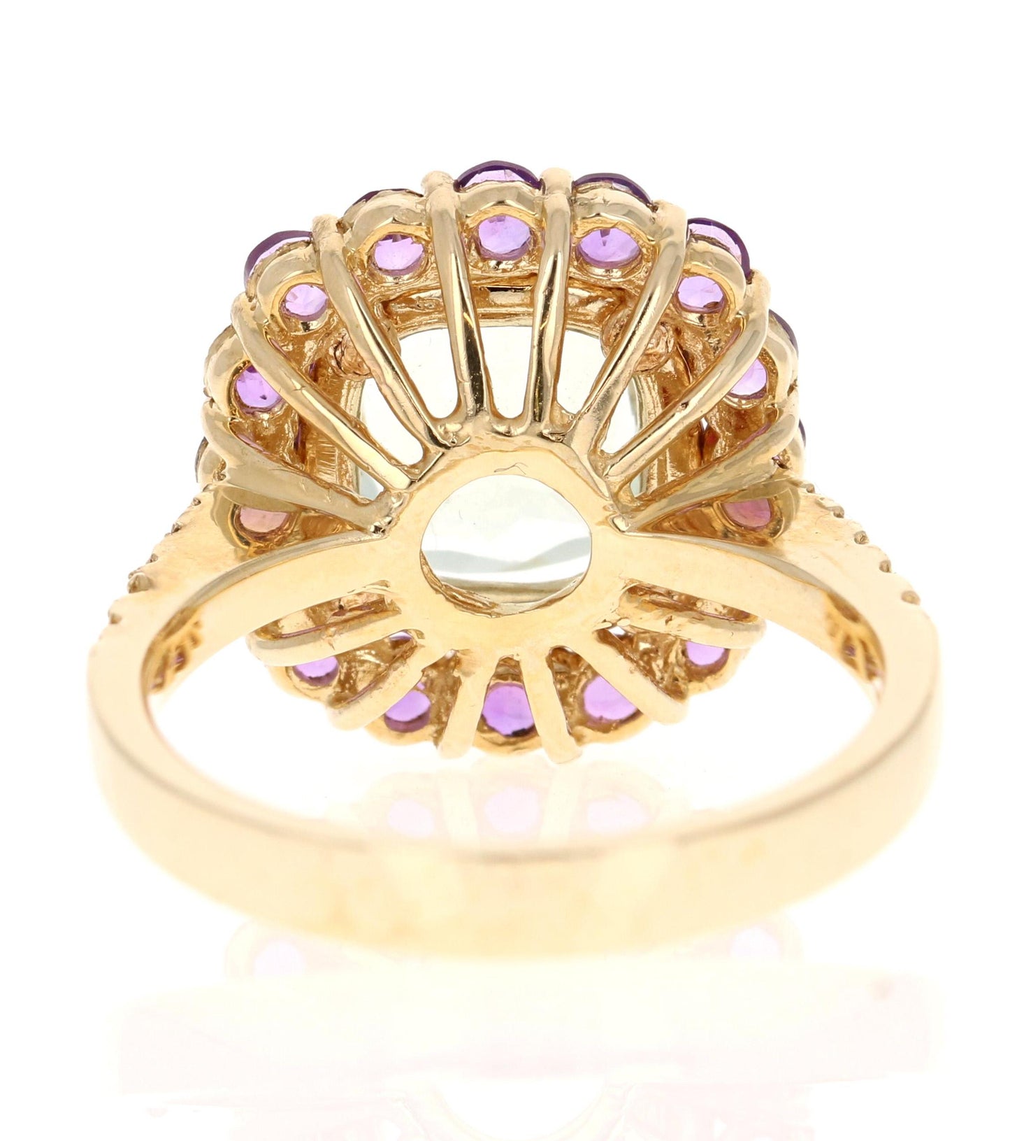 3.11 Carat Amethyst Diamond Yellow Gold Cocktail Ring