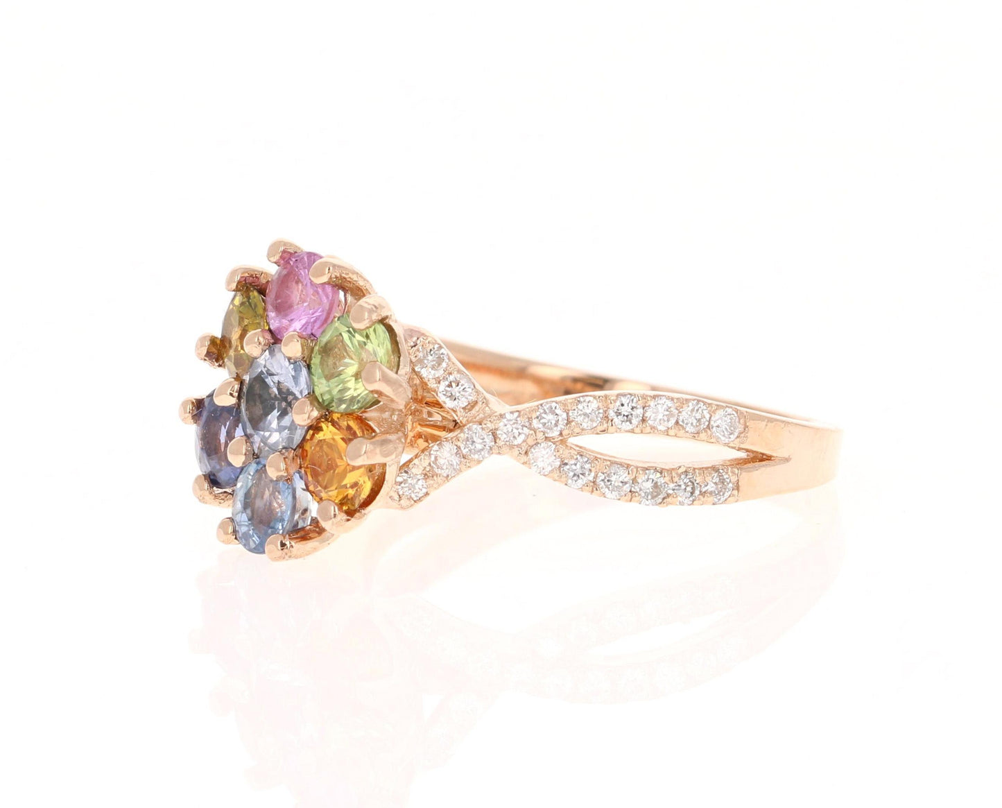 2.23 Carat Sapphire Diamond Rose God Cocktail Ring