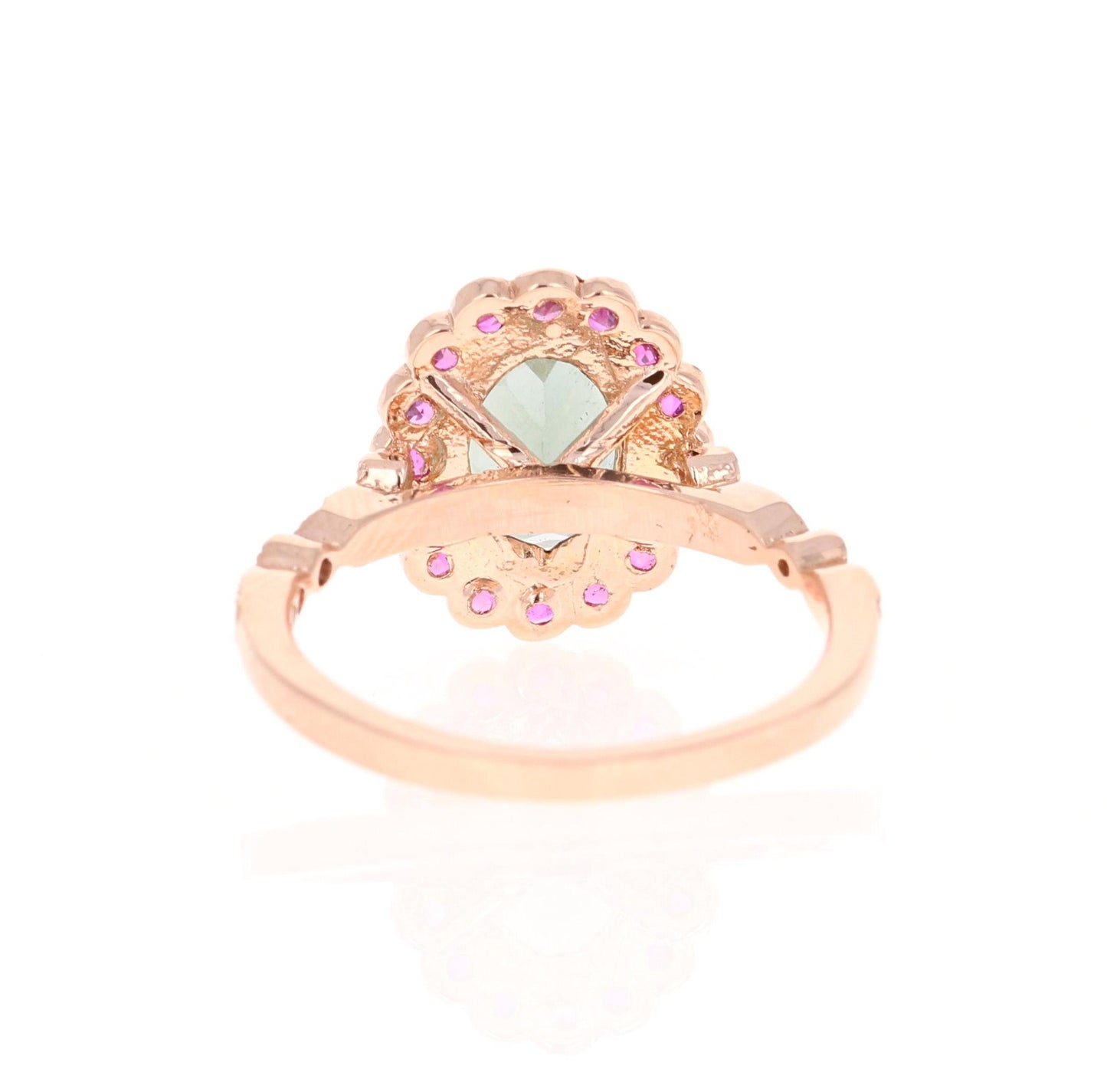 2.74 Carat Tourmaline Sapphire Diamond Rose Gold Cocktail Ring