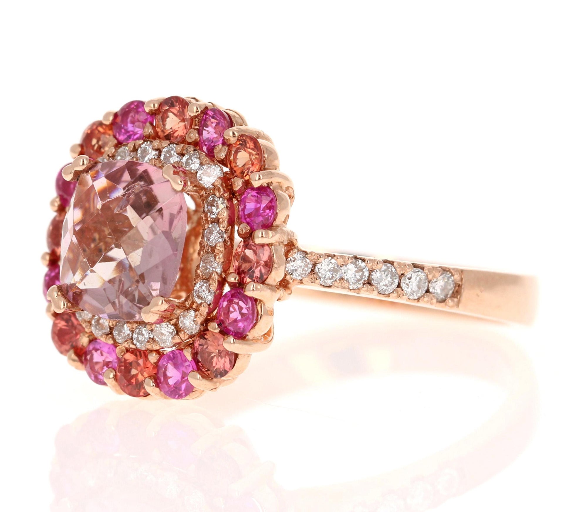 3.11 Carat Tourmaline Sapphire Diamond 14 Karat Rose Gold Cocktail Ring