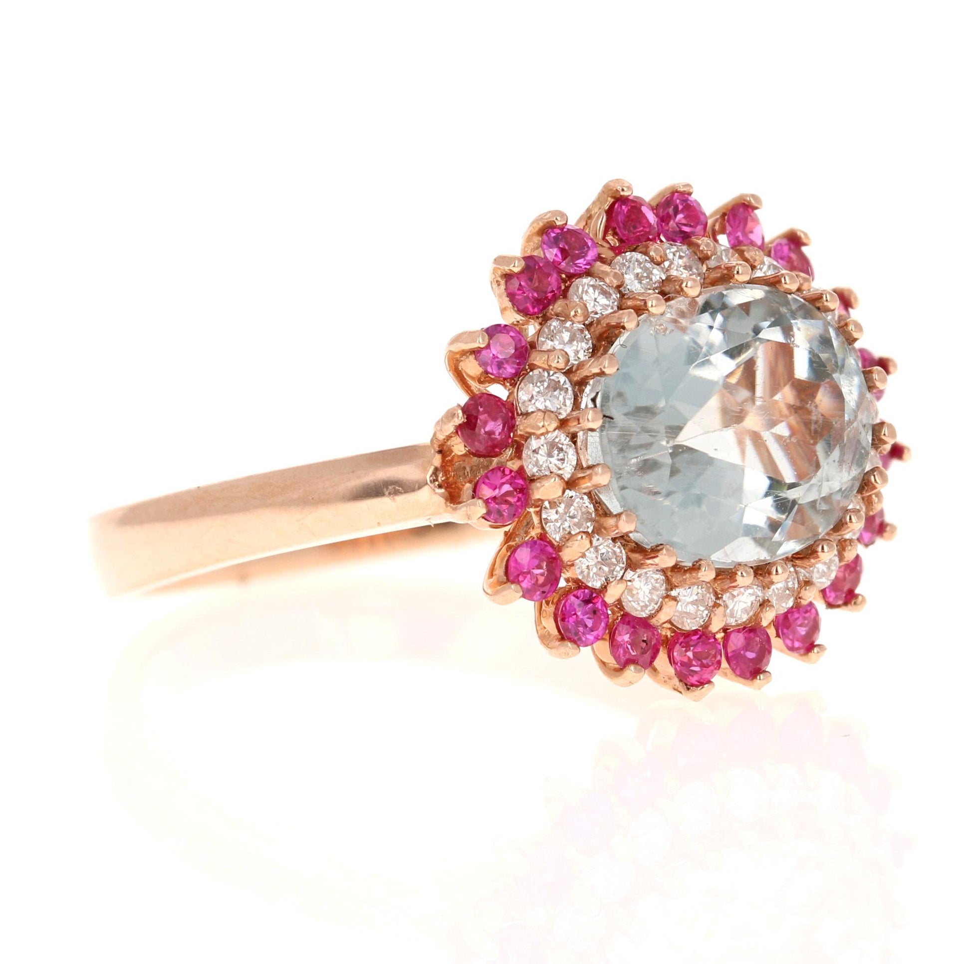 3.57 Carat Natural Tourmaline Sapphire Diamond Rose Gold Cocktail Ring