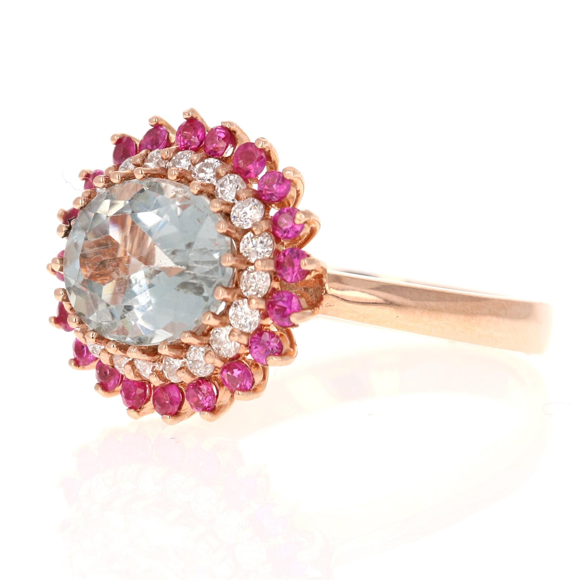 3.57 Carat Natural Tourmaline Sapphire Diamond Rose Gold Cocktail Ring