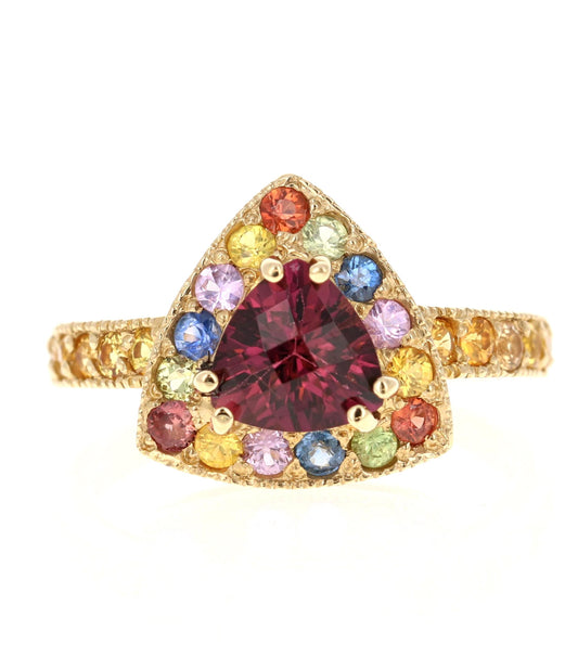 2.47 Carat Tourmaline Sapphire 14 Karat Yellow Gold Cocktail Ring