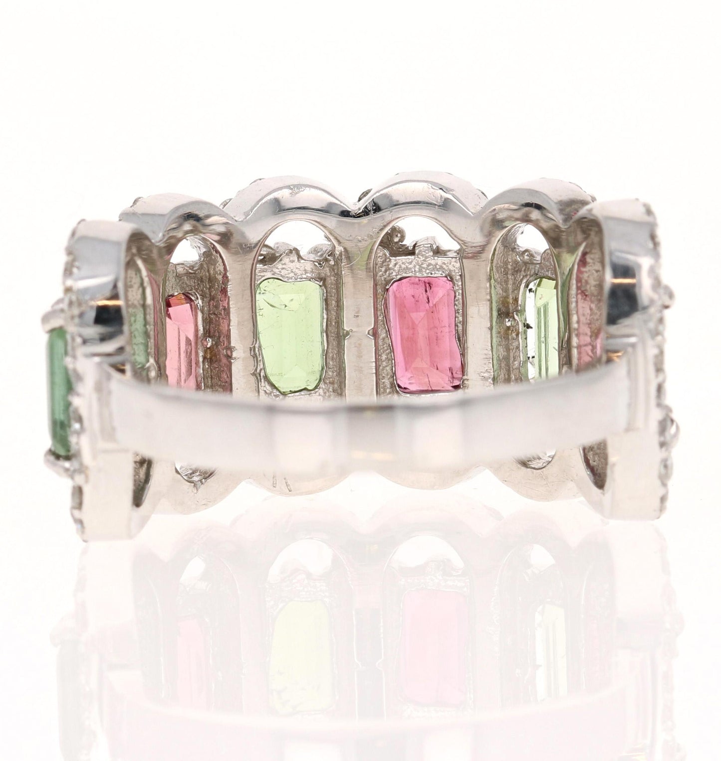 3.06 Carat Tourmaline Diamond White Gold Cocktail Band