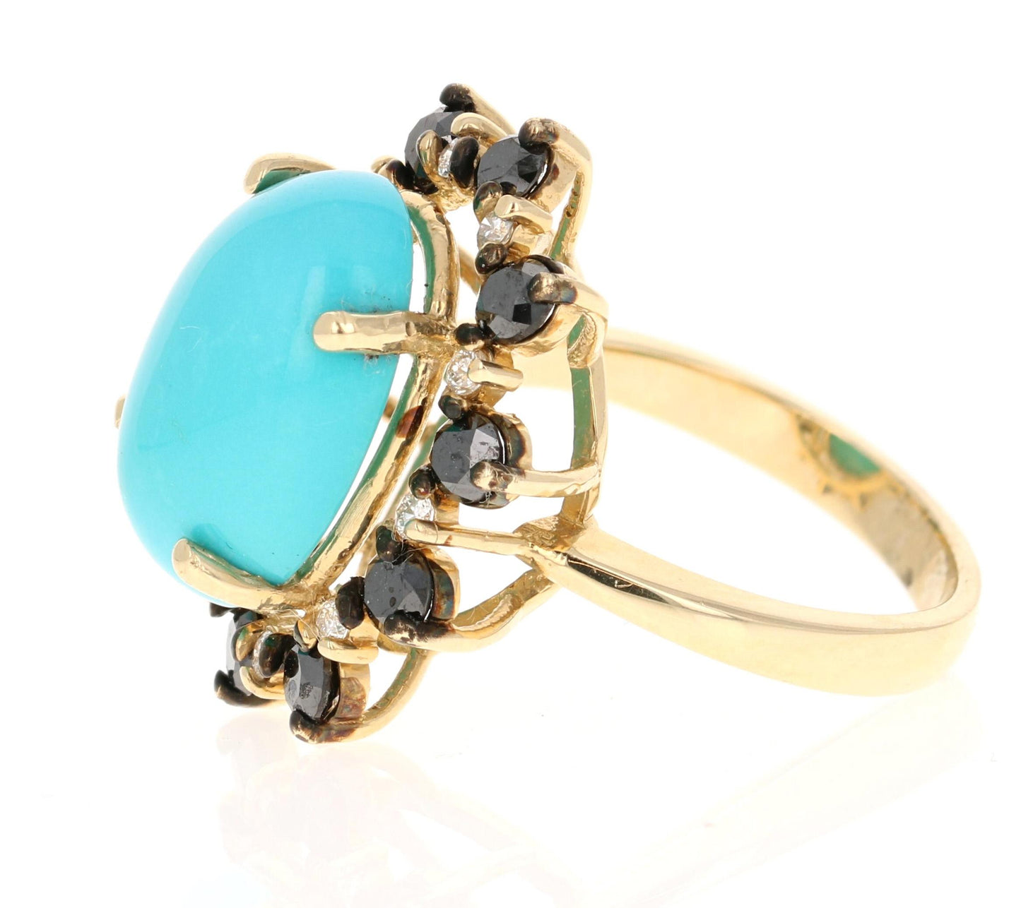 9.56 Carat Turquoise Diamond Yellow Gold Cocktail Ring