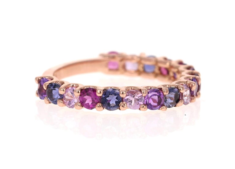 2.09 Ct Multicolor Gemstone 14 Karat Rose Gold Stackable Band