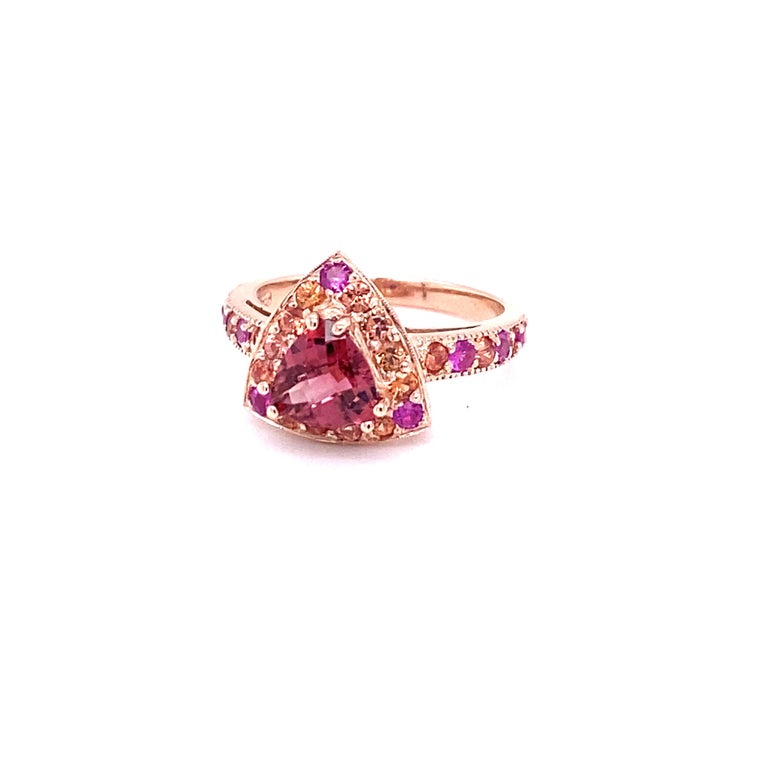 2.31 Carat Tourmaline Sapphire 14 Karat Rose Gold Cocktail Ring