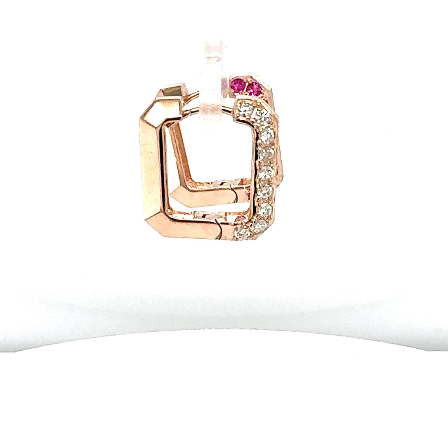 1.16 Carat Pink Sapphire Diamond Rose Gold Hoop Earrings