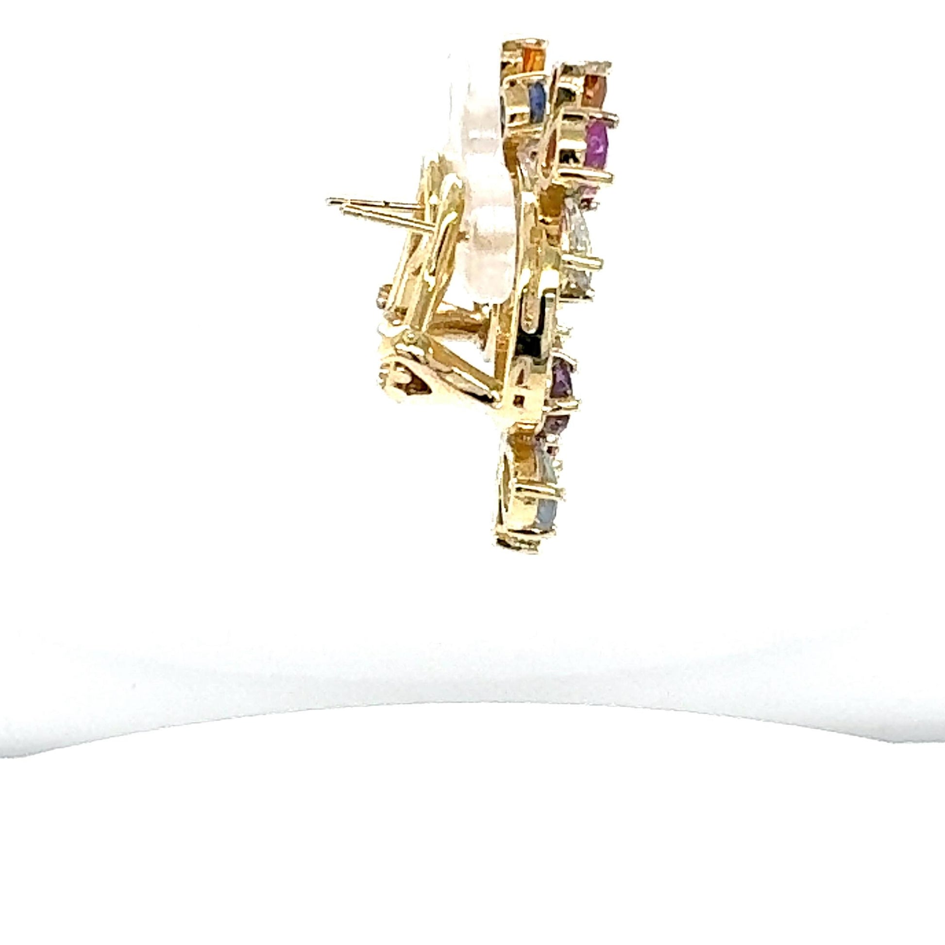 9.52 Carat Multicolor Sapphire Diamond Yellow Gold Earrings