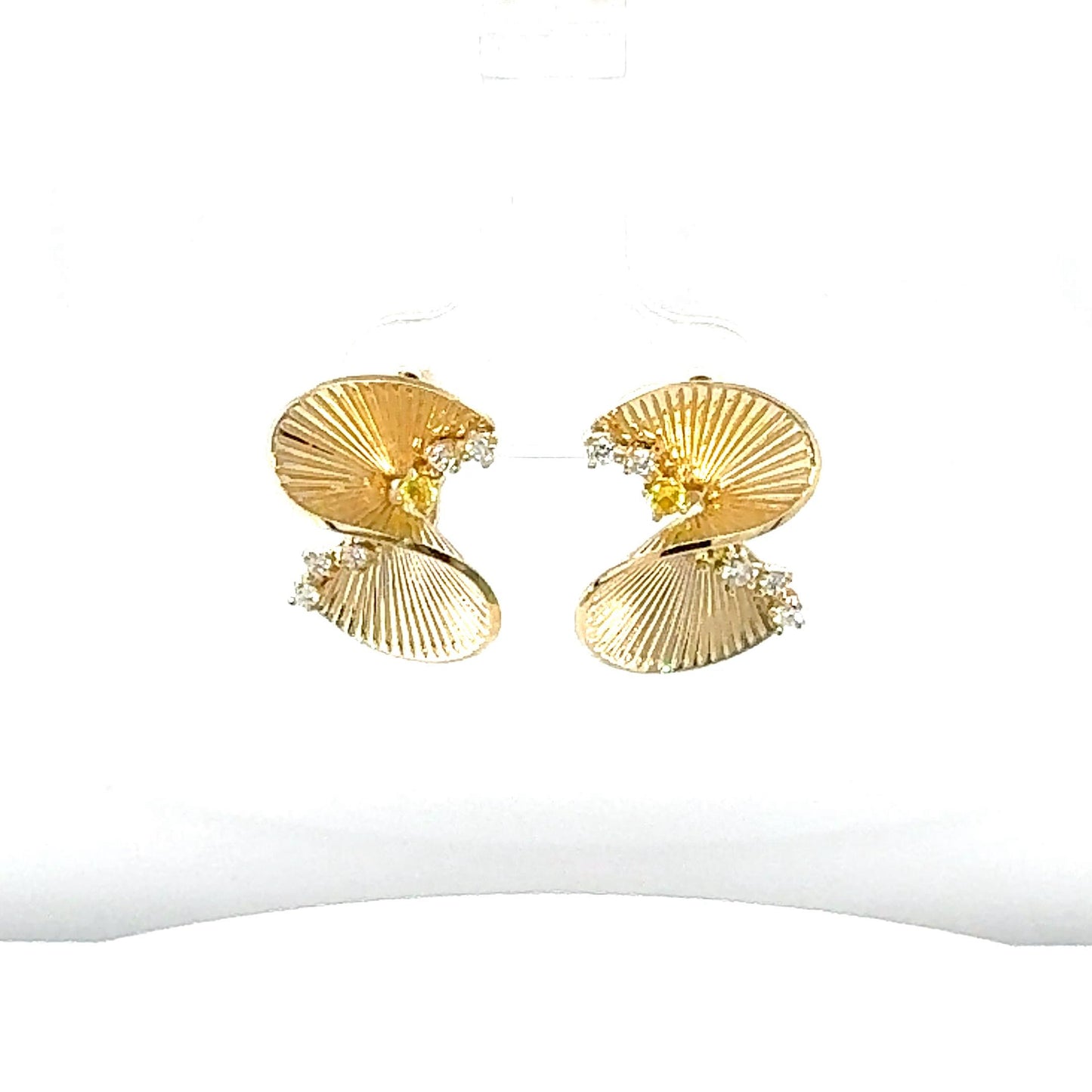 0.34 Carat Diamond Yellow Gold Art Deco Inspired Earrings