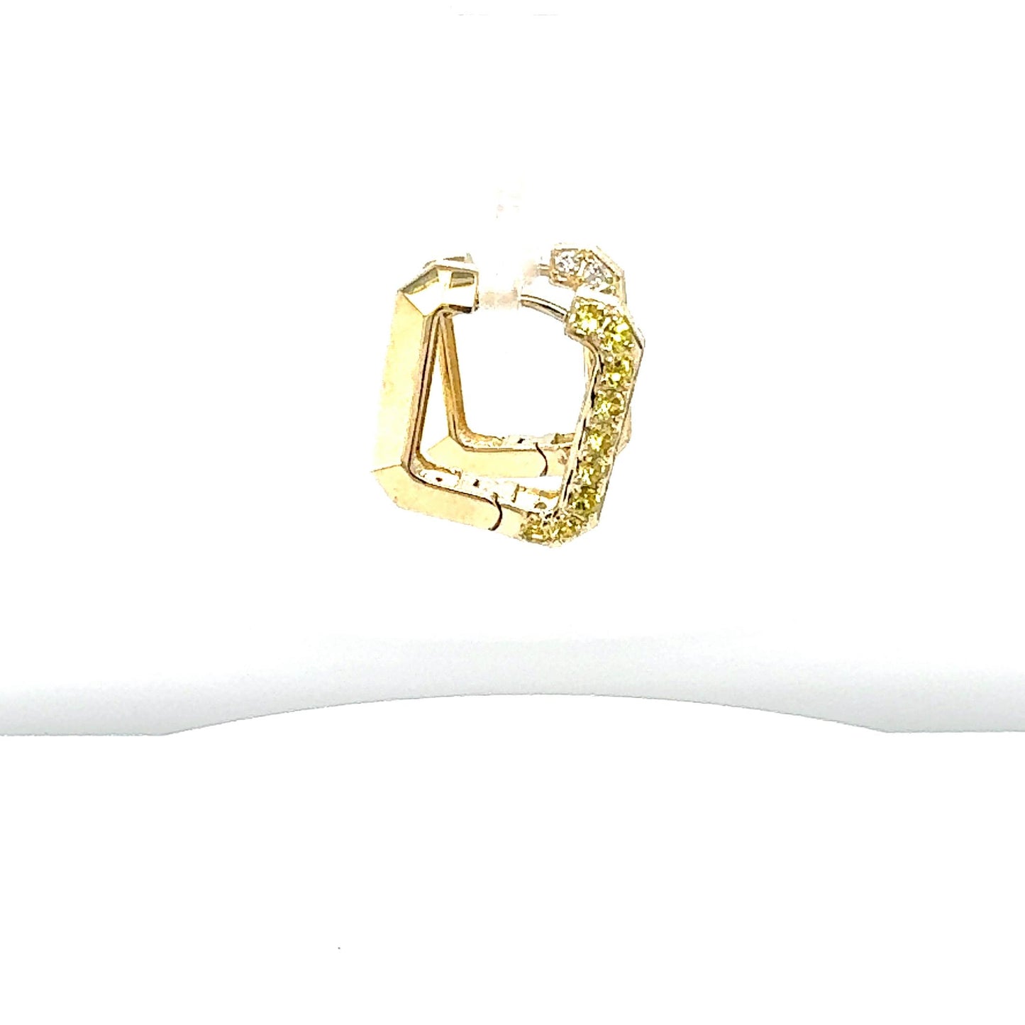 1.16 Carat Diamond Yellow Sapphire Gold Hoop Earrings