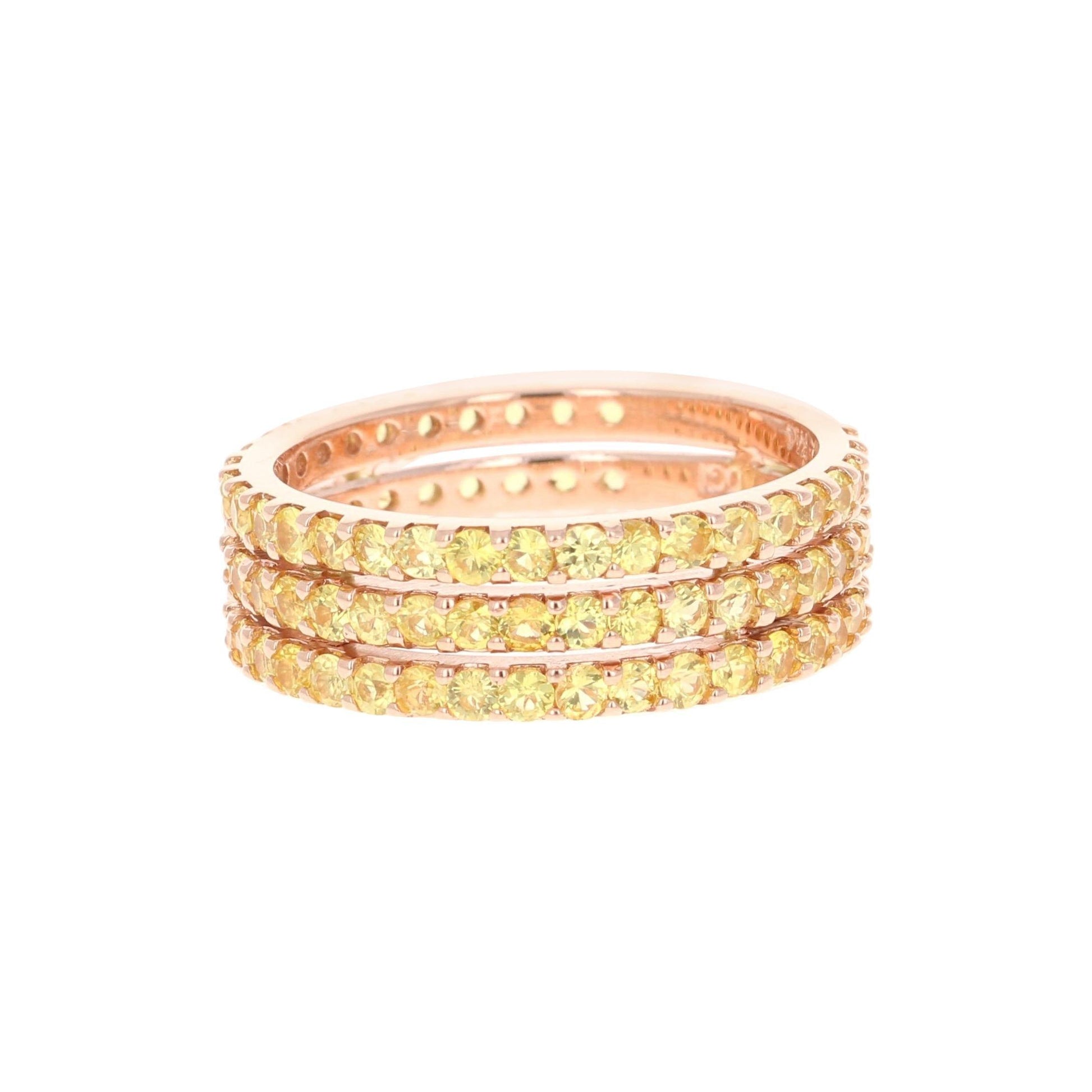Yellow Sapphire Band 14 Karat Rose Gold by Roshe Jewels, 2.46 Carats