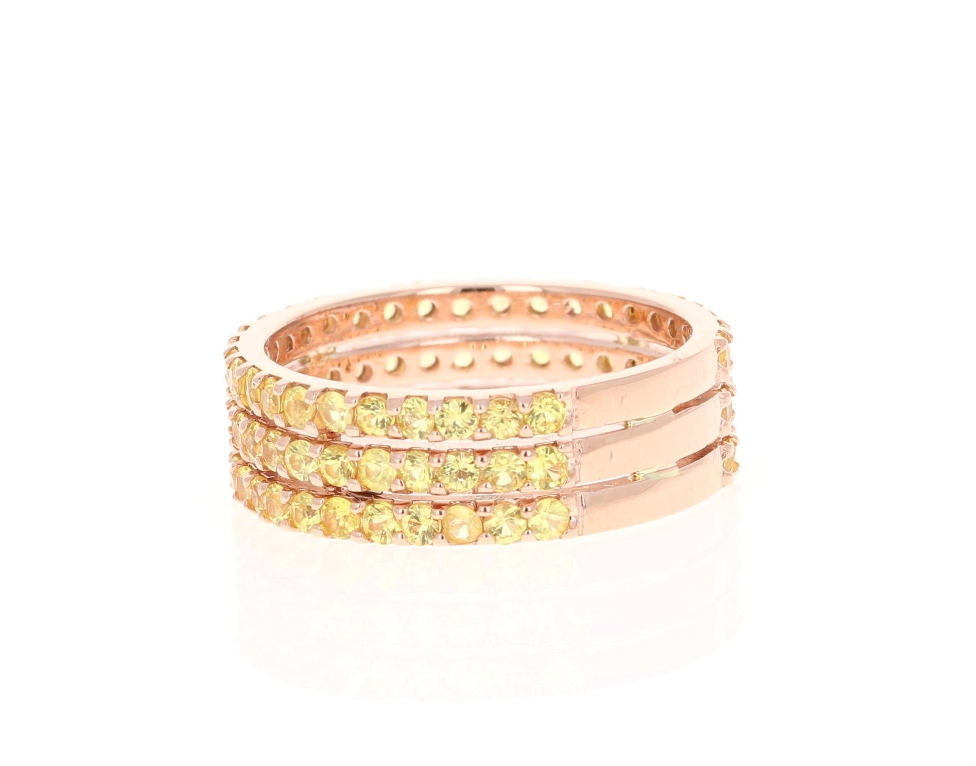 Yellow Sapphire Band 14 Karat Rose Gold by Roshe Jewels, 2.46 Carats