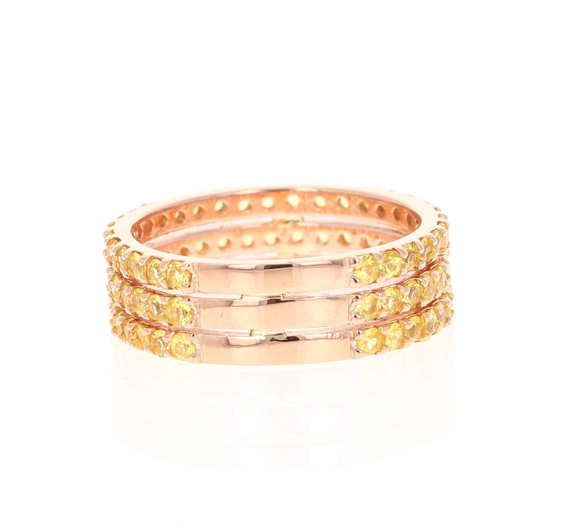 Yellow Sapphire Band 14 Karat Rose Gold by Roshe Jewels, 2.46 Carats