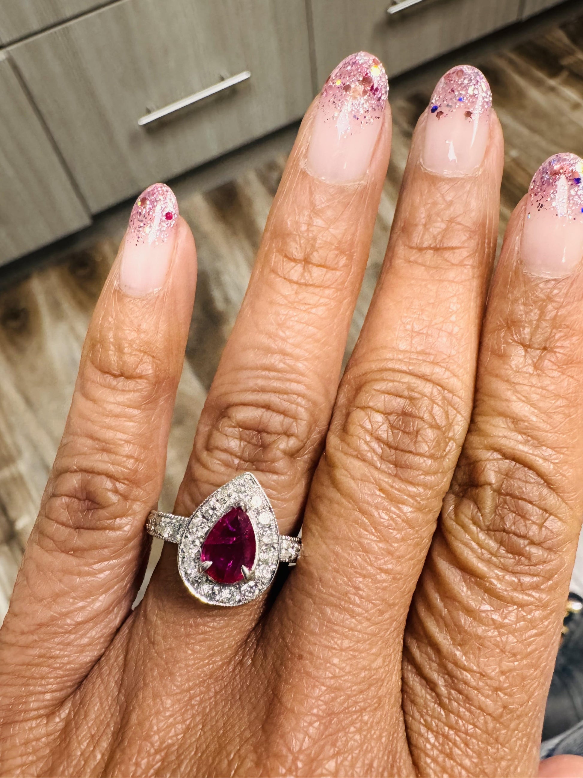 Roshe Jewels Ruby Ring with Diamonds in 18 Karat White Gold GIA Certified