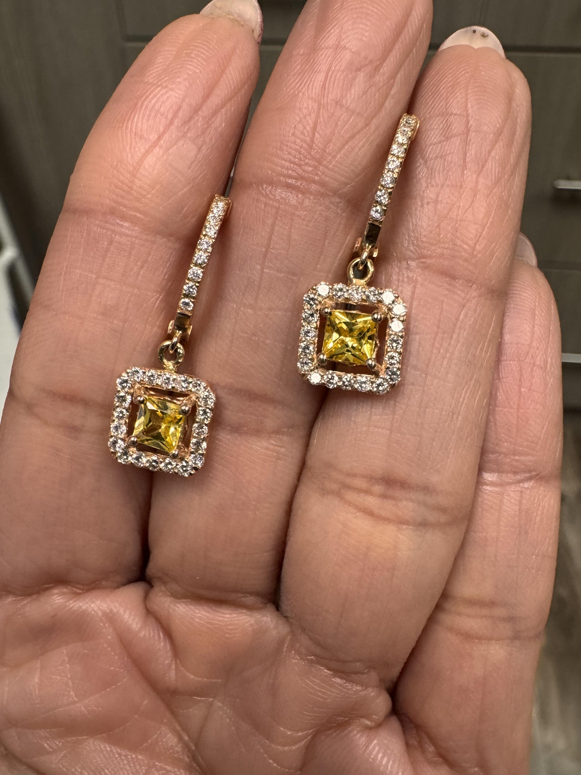 Roshe Jewels Sapphire Earrings with Natural Diamonds, 1.71 carats 14K Rose Gold