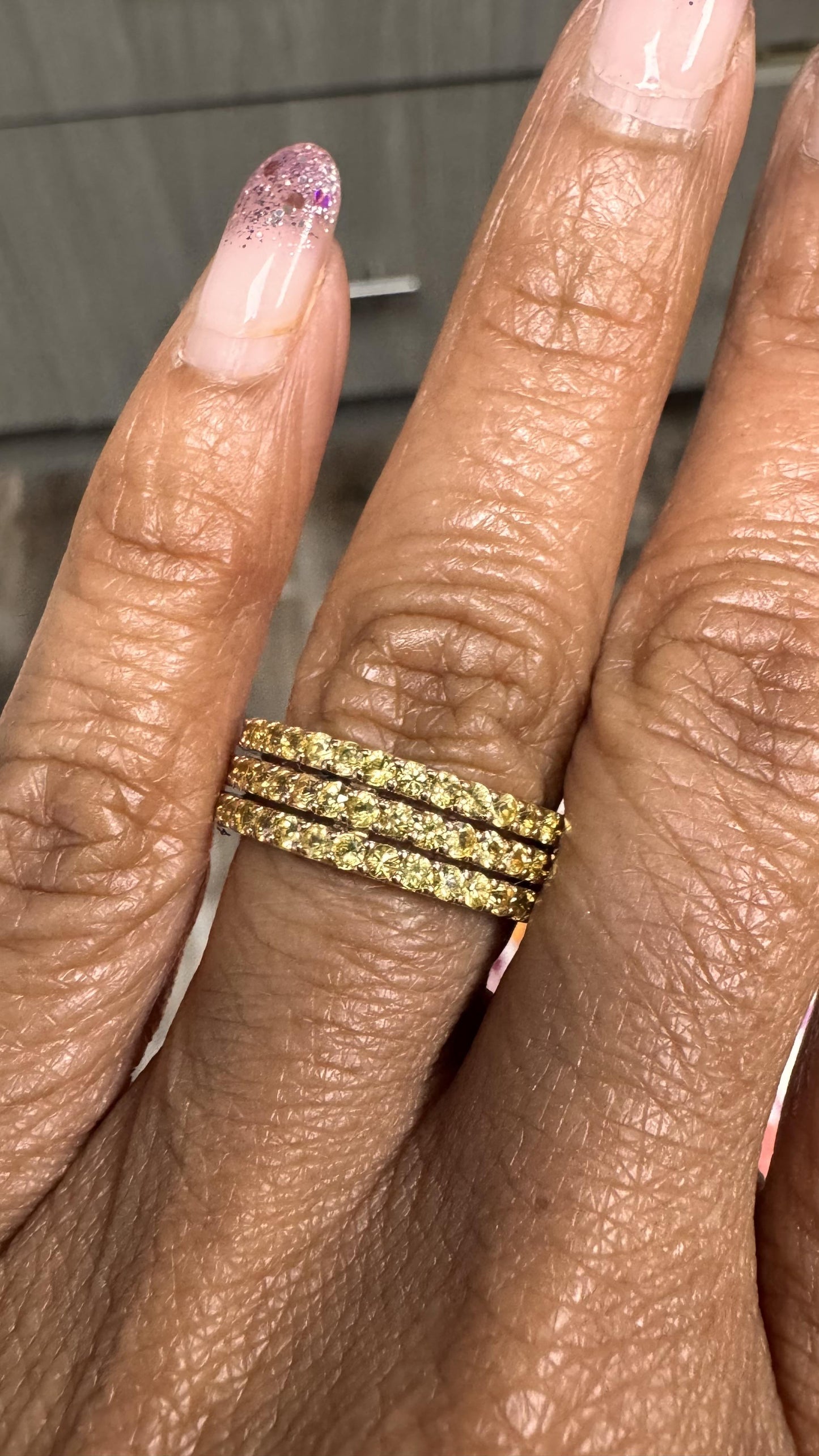 Yellow Sapphire Band 14 Karat Rose Gold by Roshe Jewels, 2.46 Carats