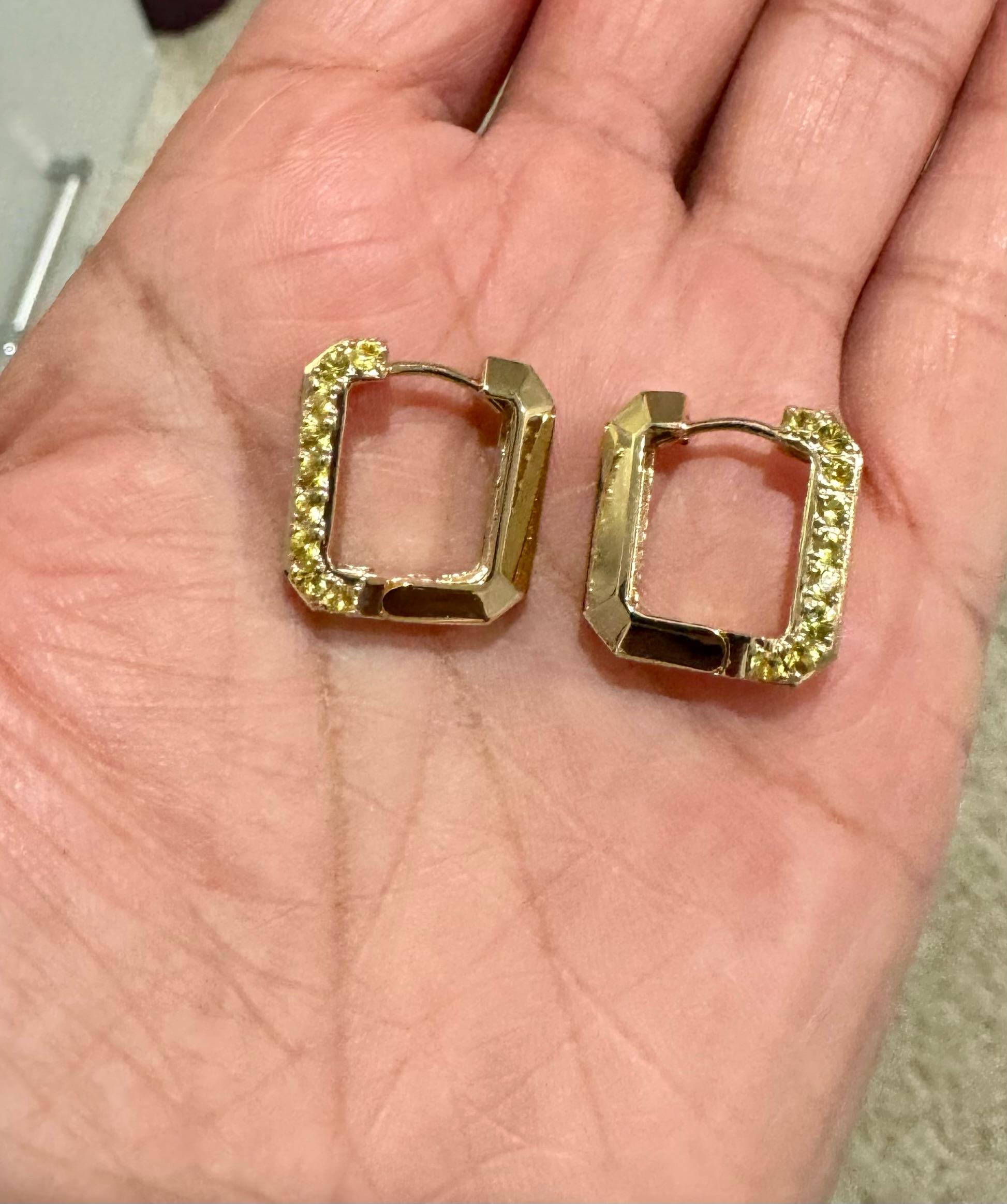 1.16 Carat Diamond Yellow Sapphire Gold Hoop Earrings
