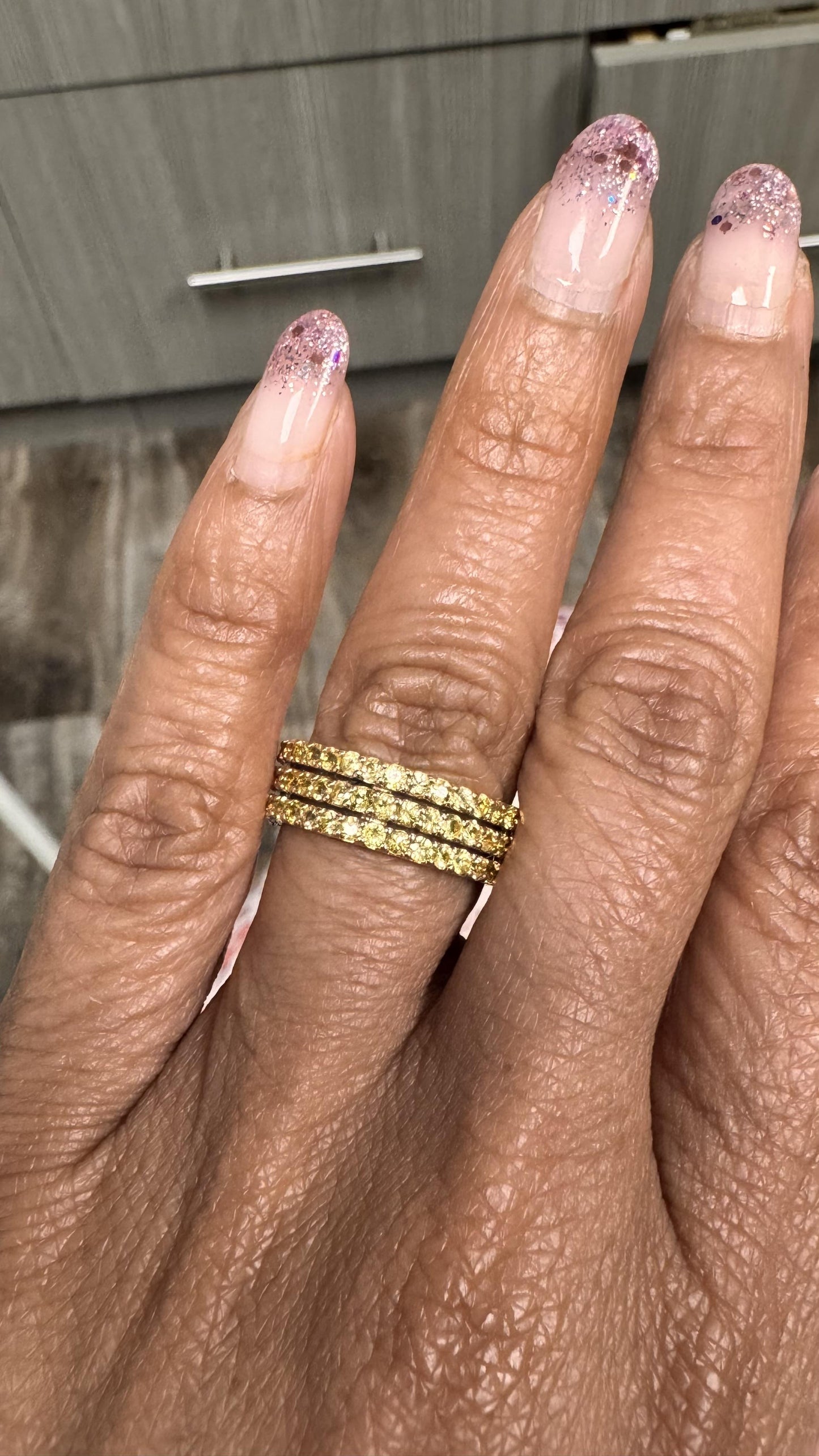 Yellow Sapphire Band 14 Karat Rose Gold by Roshe Jewels, 2.46 Carats