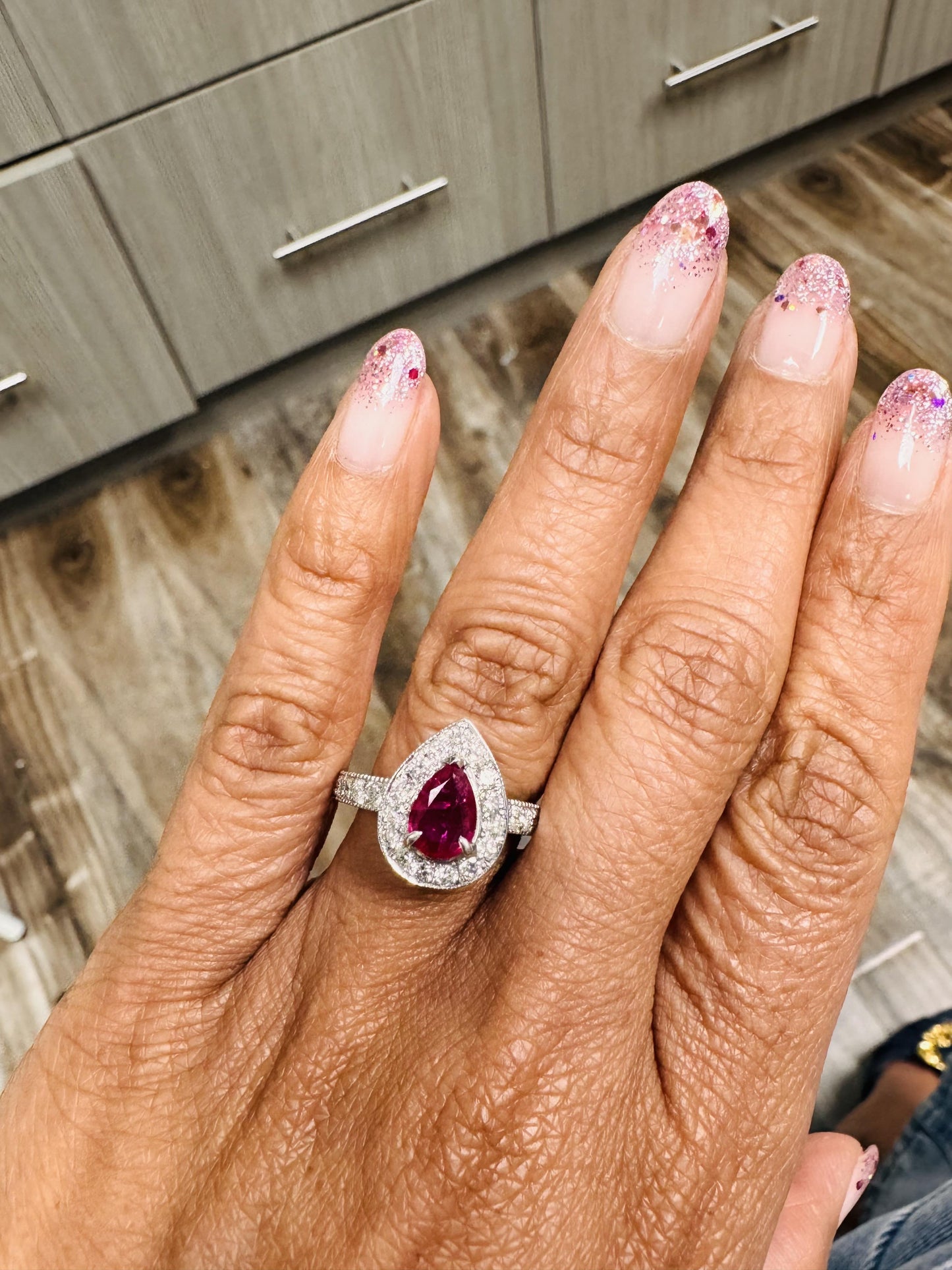 Roshe Jewels Ruby Ring with Diamonds in 18 Karat White Gold GIA Certified