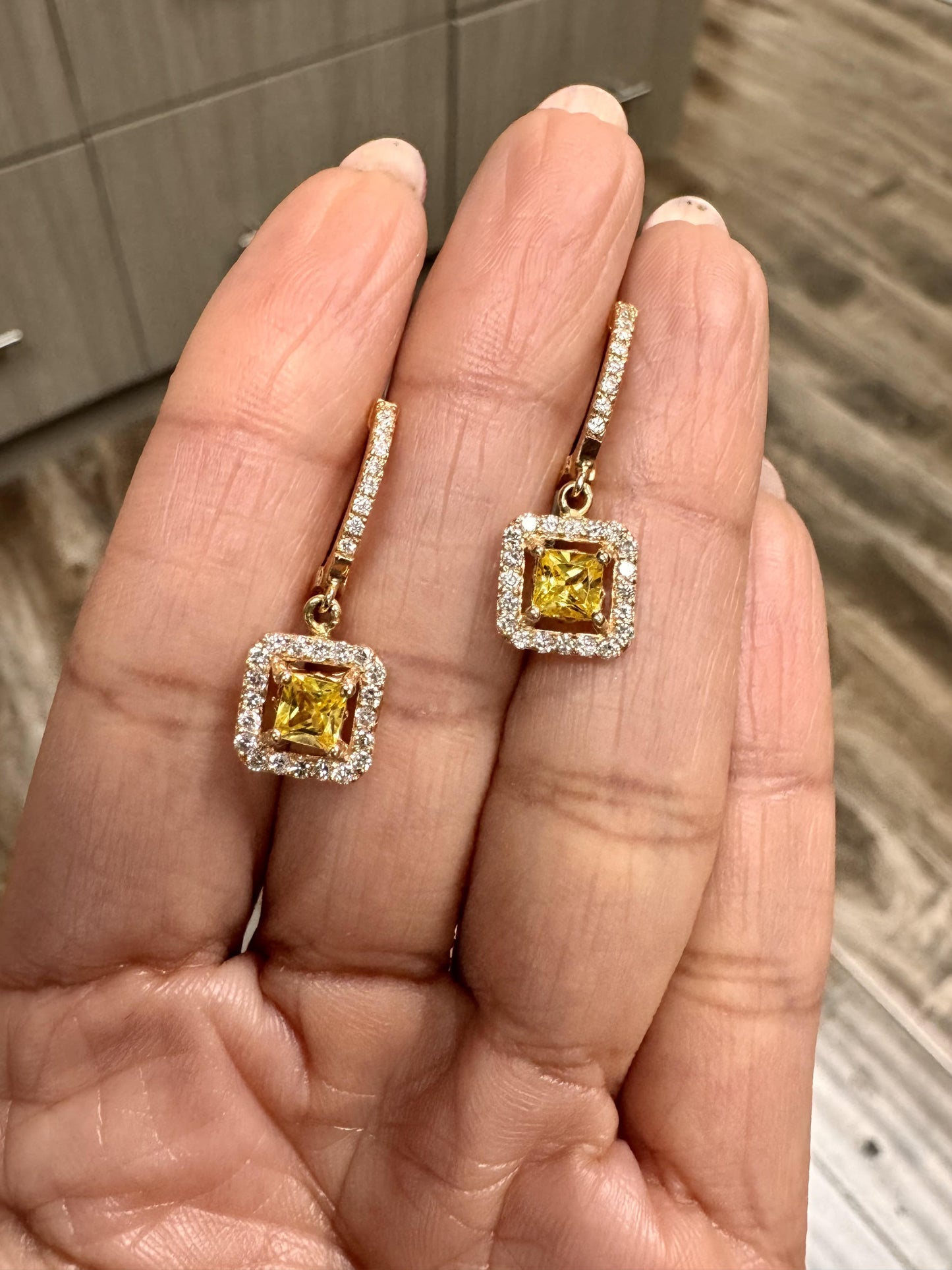 Roshe Jewels Sapphire Earrings with Natural Diamonds, 1.71 carats 14K Rose Gold