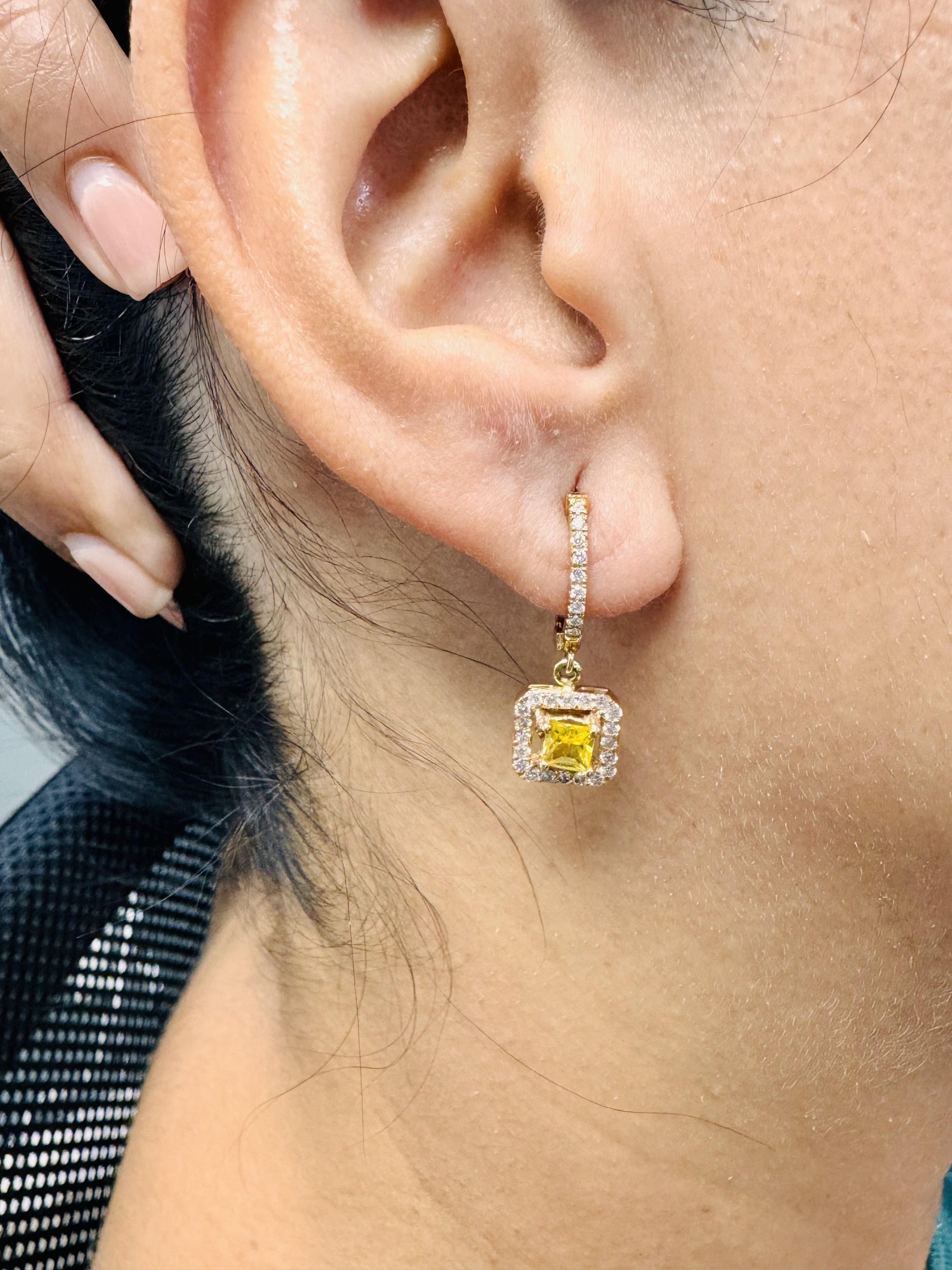 Roshe Jewels Sapphire Earrings with Natural Diamonds, 1.71 carats 14K Rose Gold