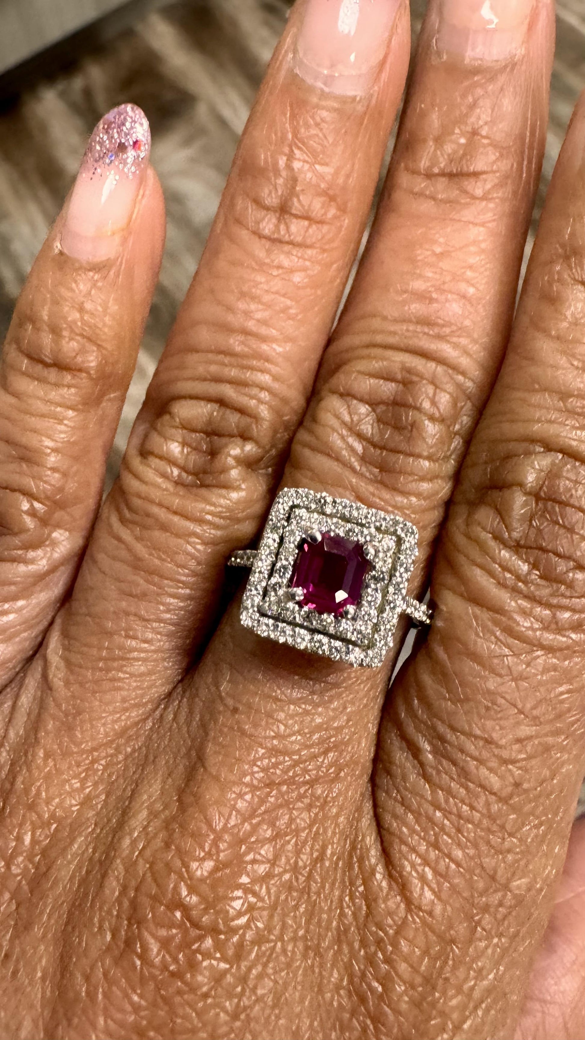 GIA Certified Ruby Diamond 18 Karat White Gold Engagement Ring by Roshe Jewels