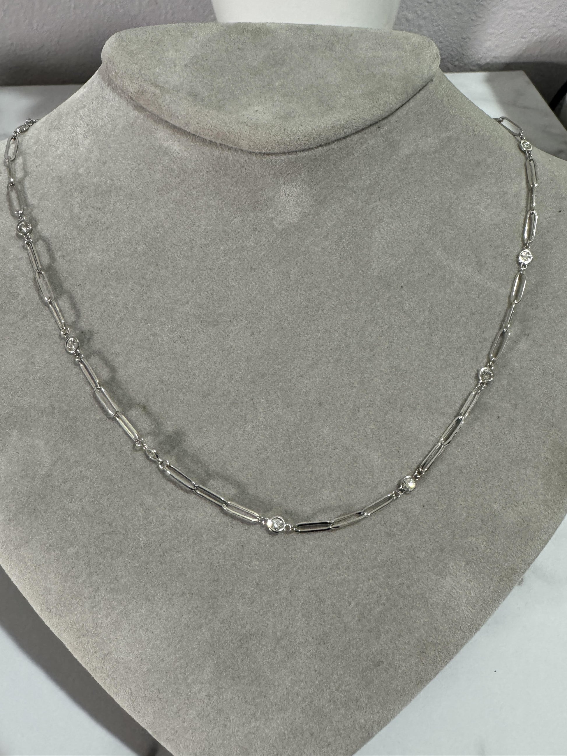 Paperclip 1.32 Carat Diamond Necklace in 14K White Gold