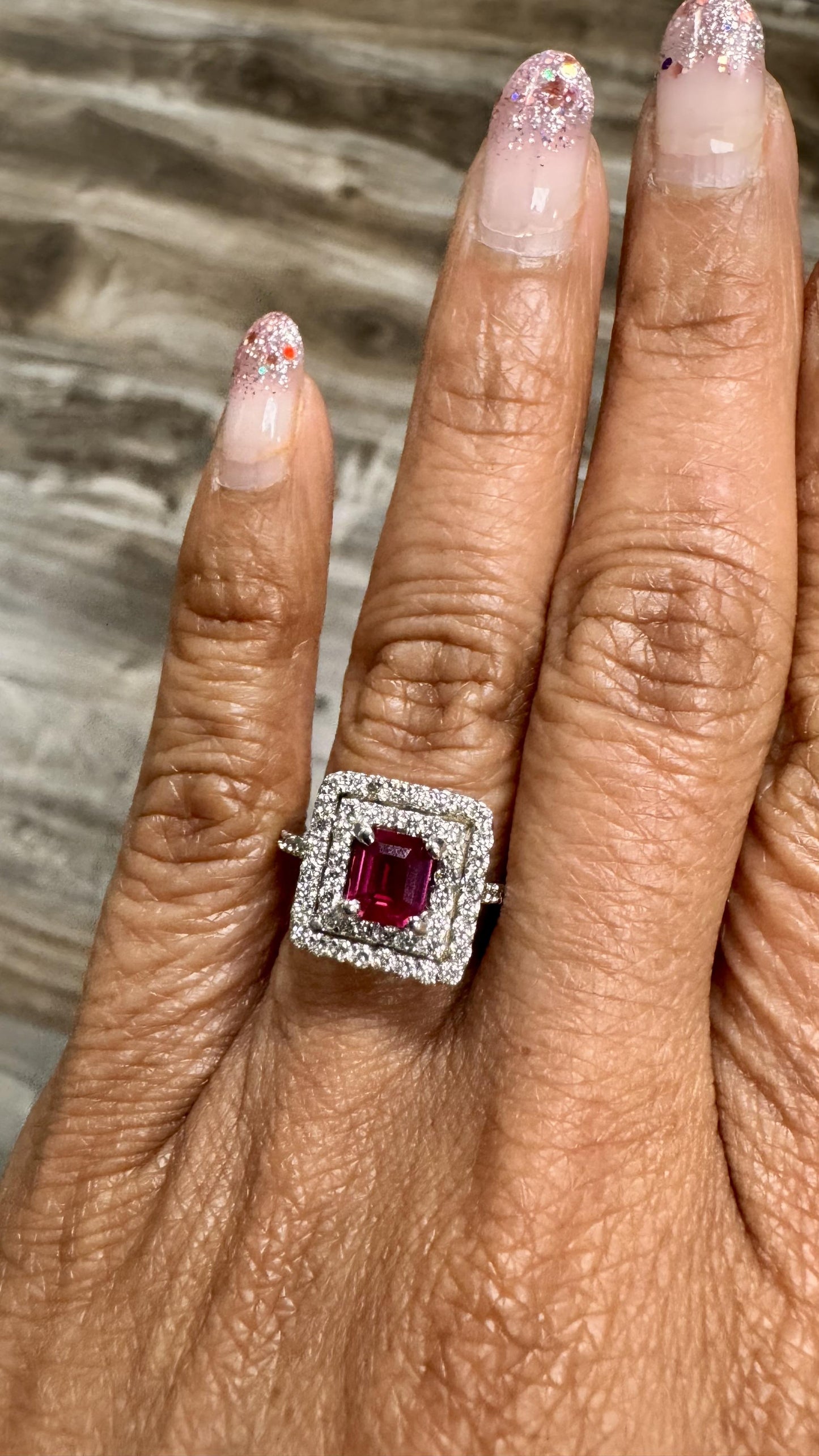 GIA Certified Ruby Diamond 18 Karat White Gold Engagement Ring by Roshe Jewels