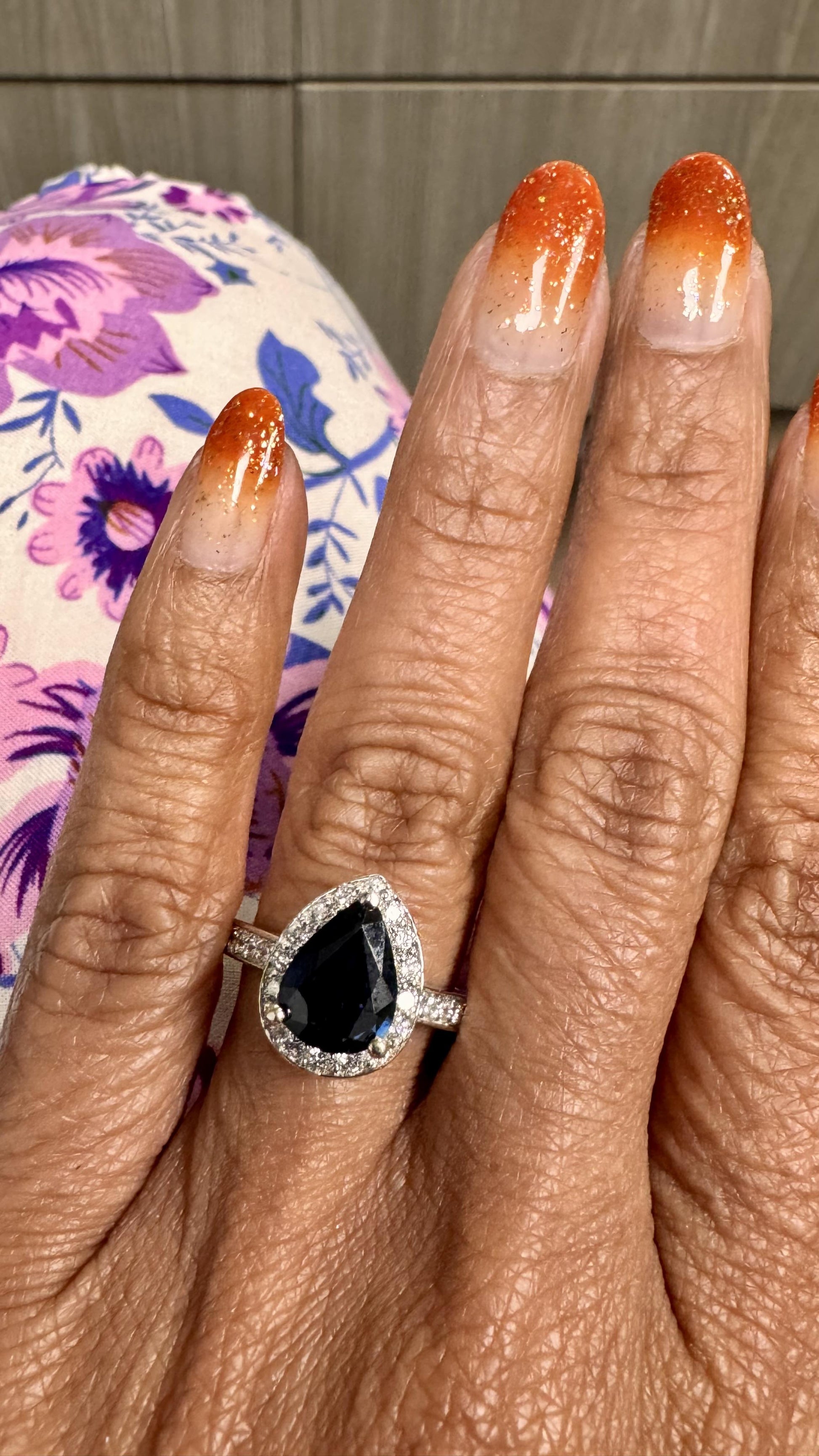 Roshe Jewels Sapphire Ring with Diamonds 18K White Gold Engagement Ring, 2.44 Ct