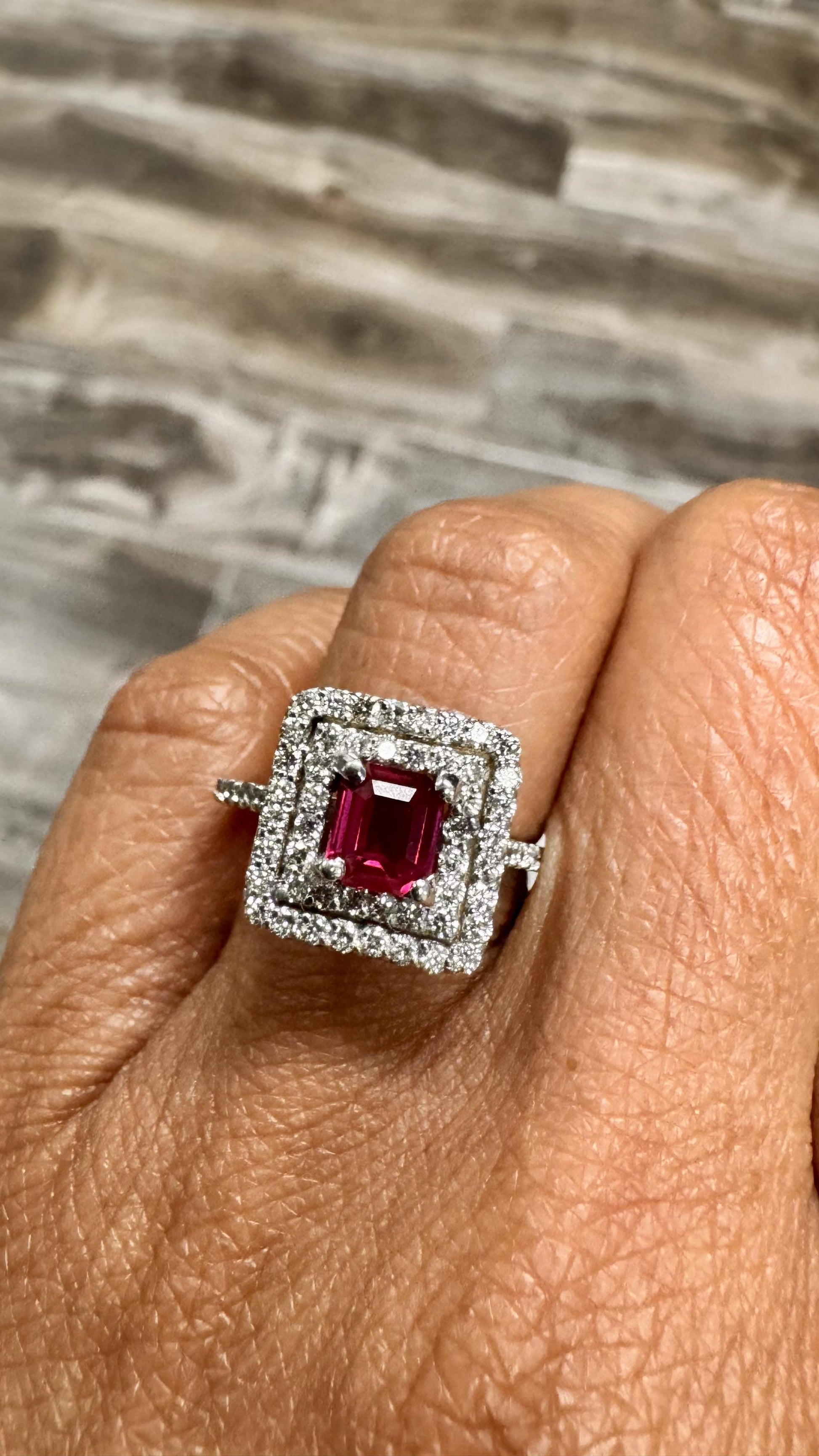 GIA Certified Ruby Diamond 18 Karat White Gold Engagement Ring by Roshe Jewels