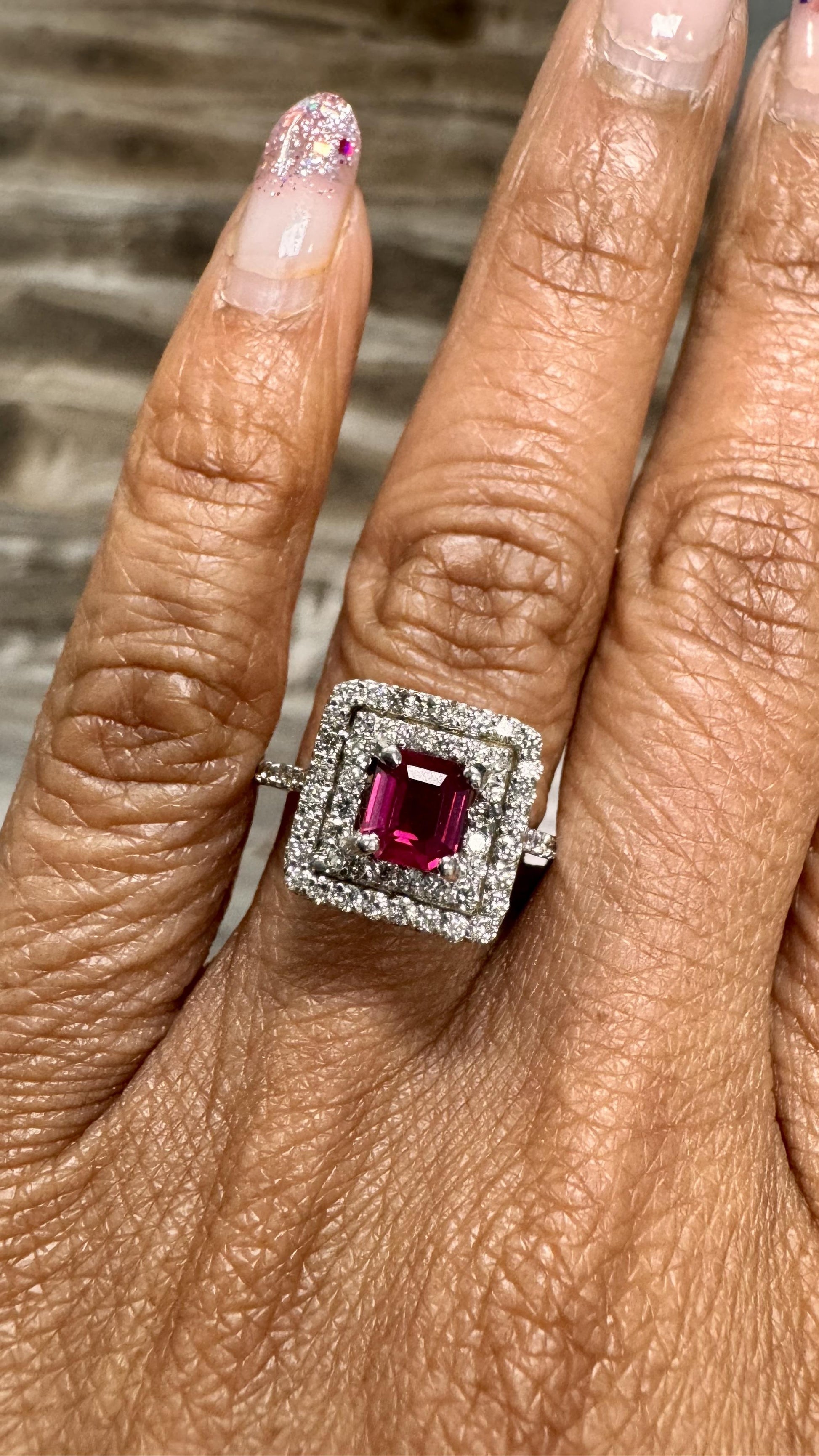 GIA Certified Ruby Diamond 18 Karat White Gold Engagement Ring by Roshe Jewels