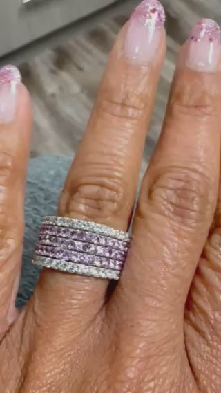 Roshe Jewels Sapphire Ring with Natural Diamonds in White Gold 4.23 Carats