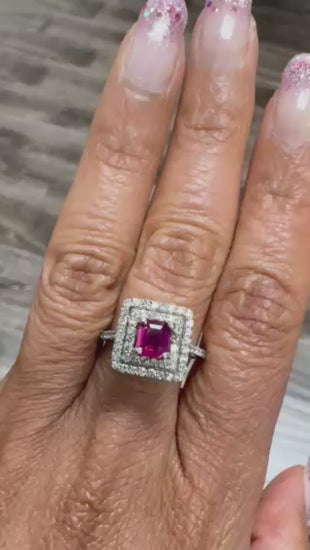 GIA Certified Ruby Diamond 18 Karat White Gold Engagement Ring by Roshe Jewels