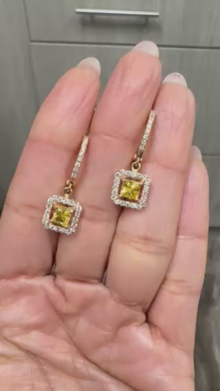 Roshe Jewels Sapphire Earrings with Natural Diamonds, 1.71 carats 14K Rose Gold