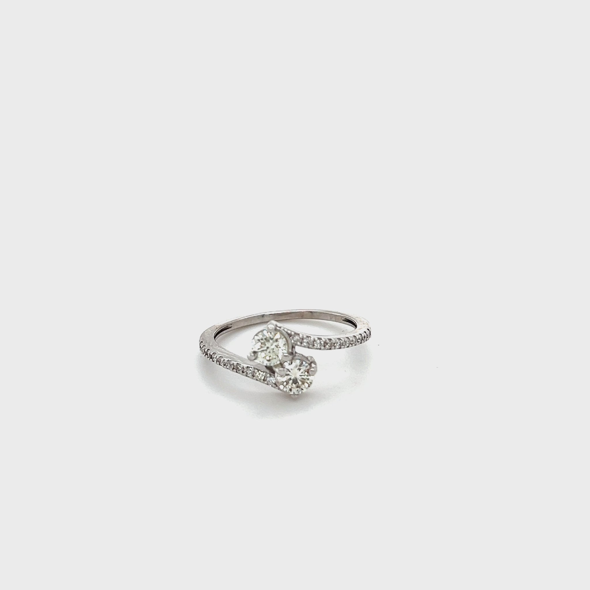 0.69 Carat Two Stone Diamond Ring 14 Karat White Gold