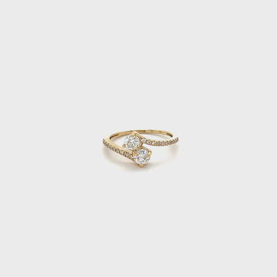 0.65 Carat Two Stone Diamond Ring 14 Karat Yellow Gold