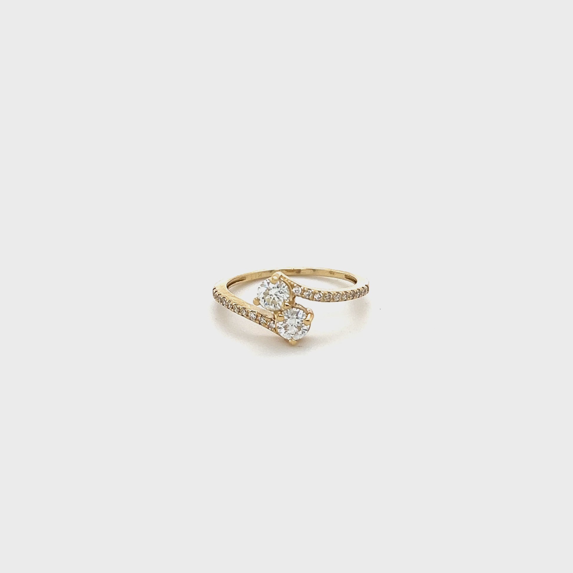 0.65 Carat Two Stone Diamond Ring 14 Karat Yellow Gold